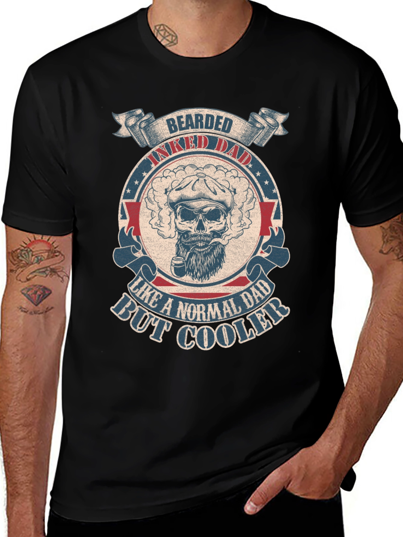 Bearded Inked Dad T-Shirt - Cool Dad Style