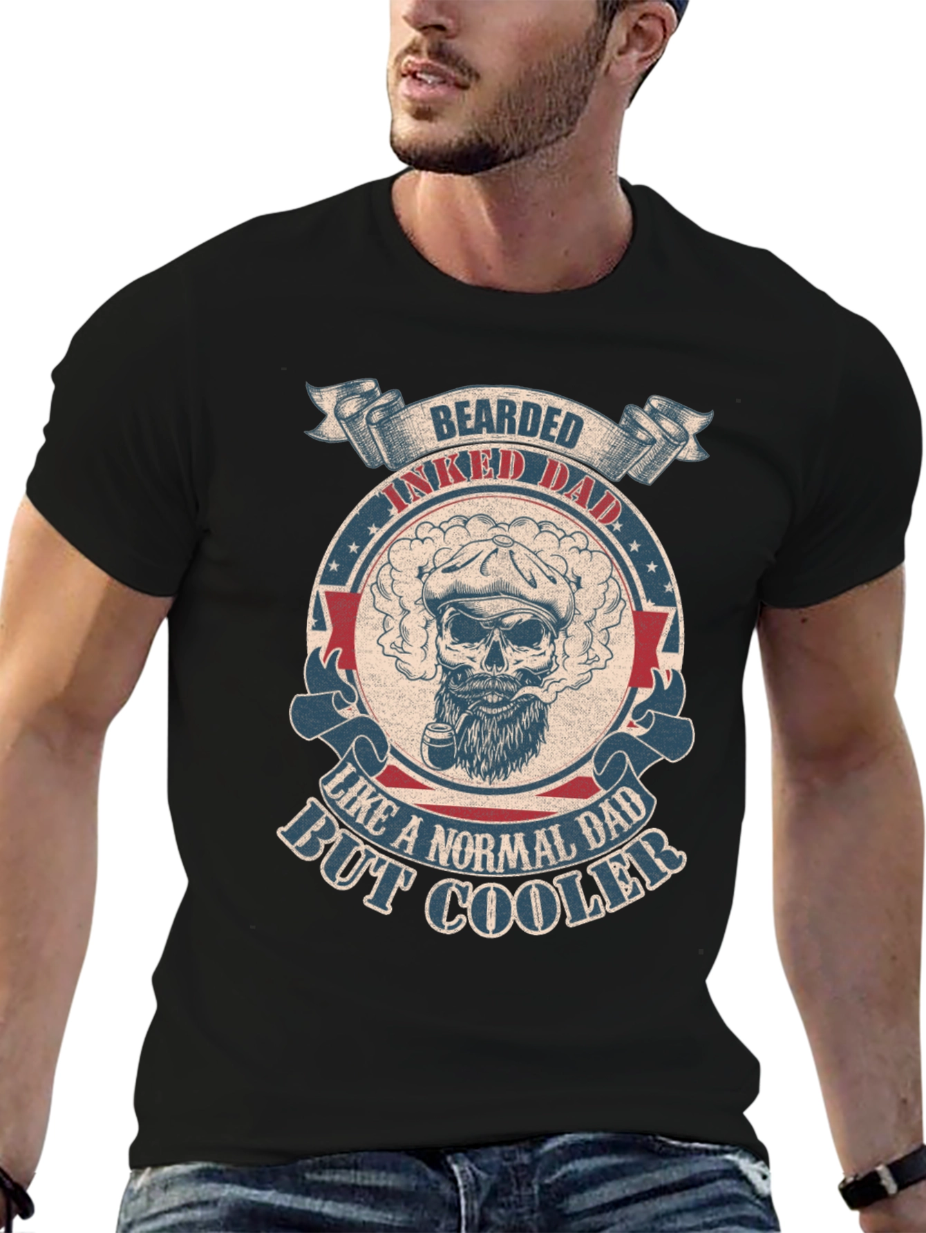 Bearded Inked Dad T-Shirt - Cool Dad Style