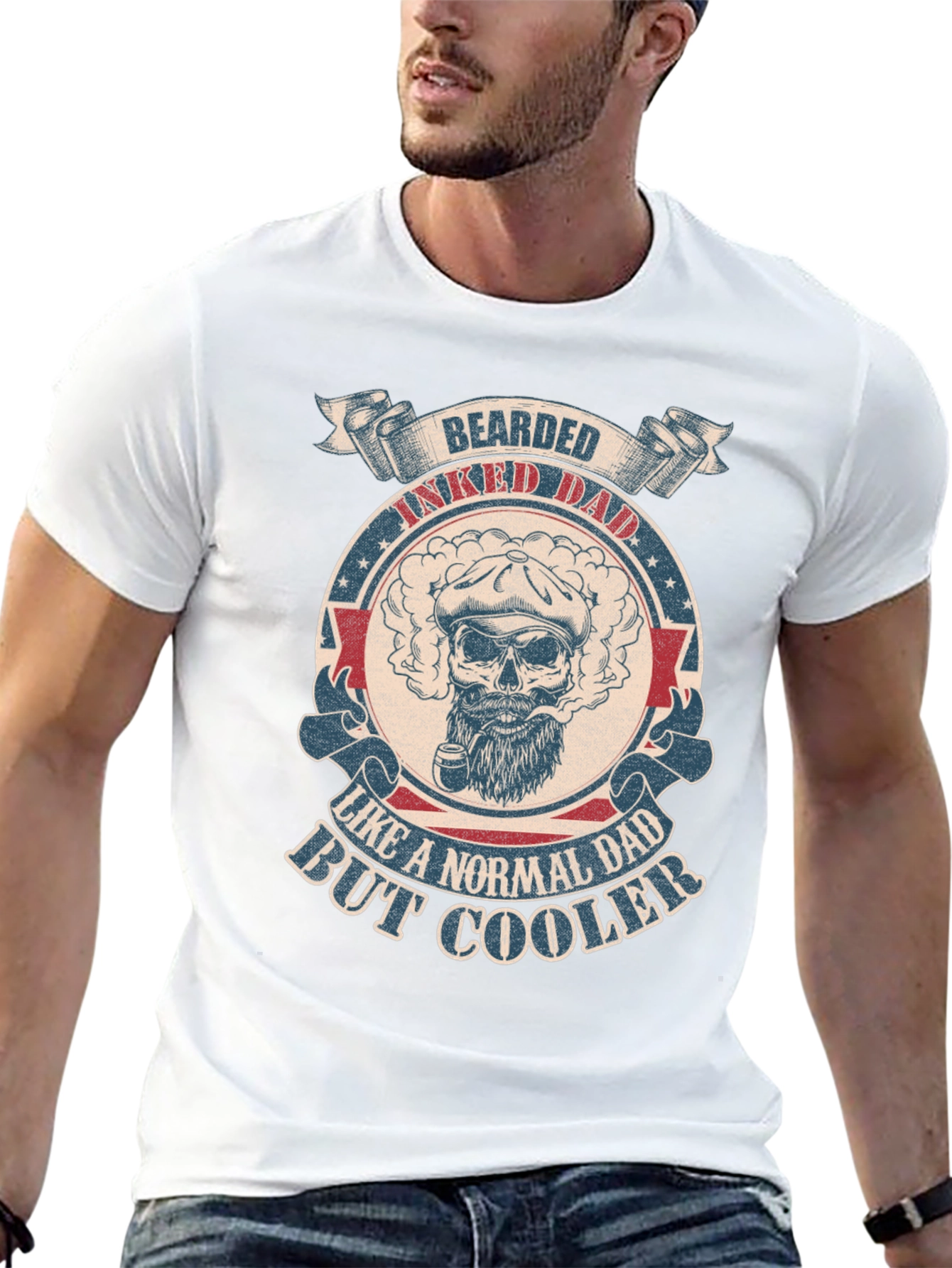 Bearded Inked Dad T-Shirt - Cool Dad Style