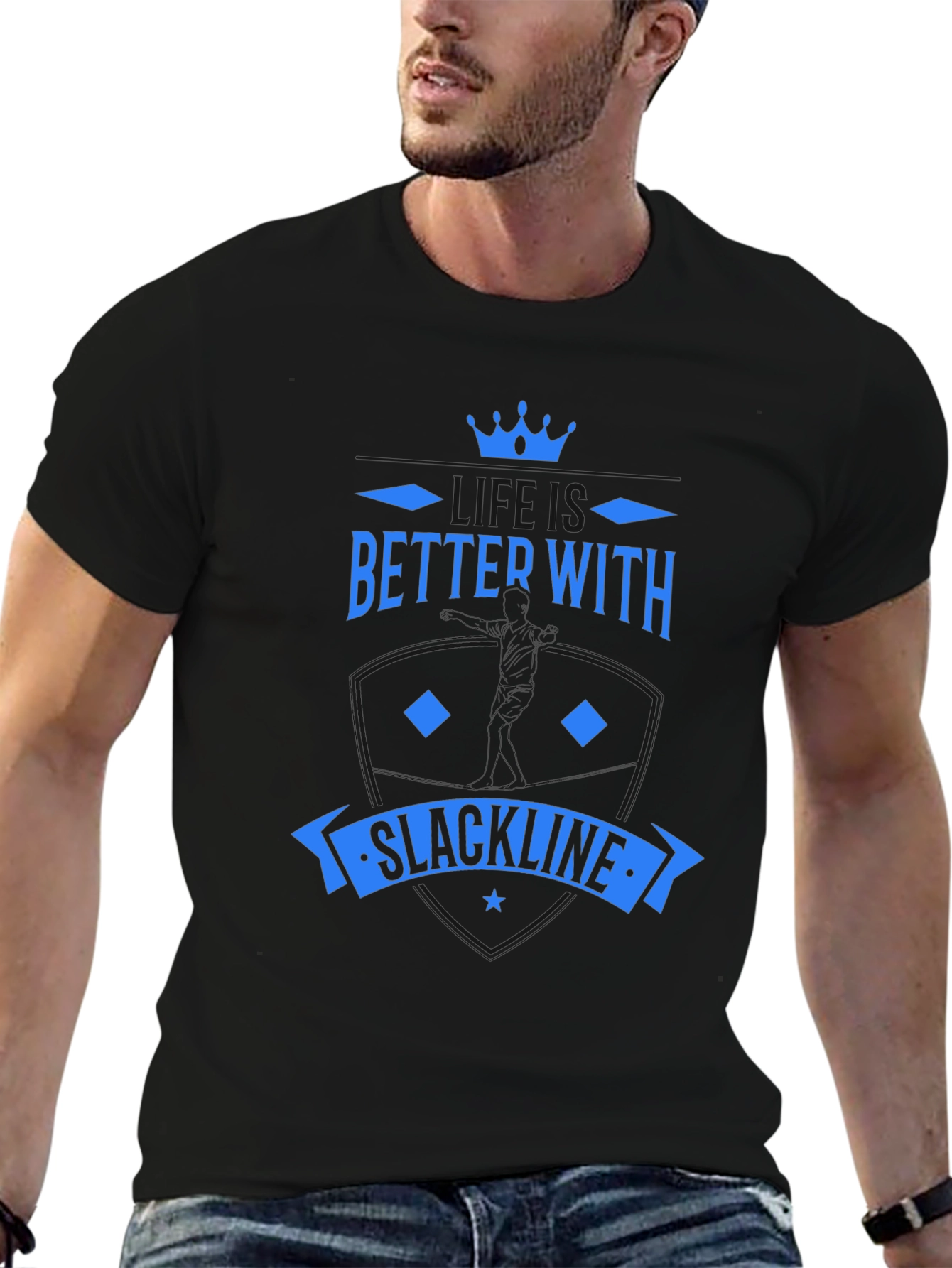 Better With Slackline Black T-Shirt