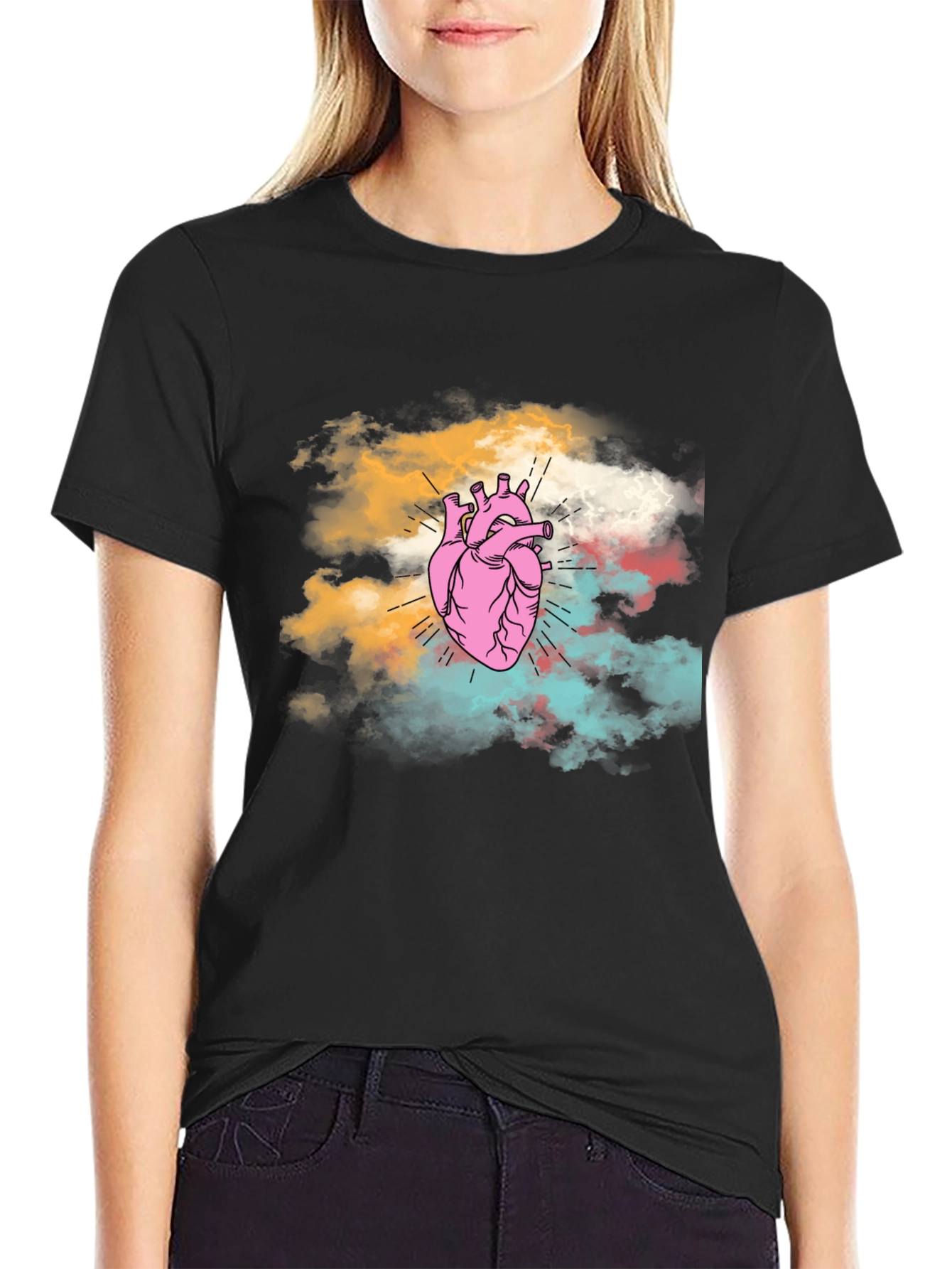 Anatomical Heart Graphic Tee - Unique Cloud Design T-Shirt
