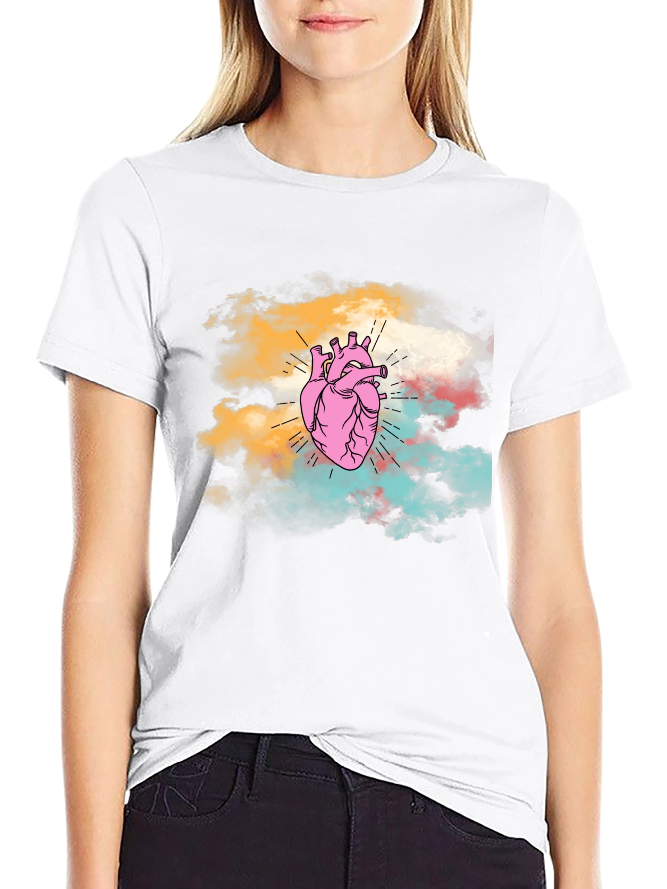 Anatomical Heart Graphic Tee - Unique Cloud Design T-Shirt