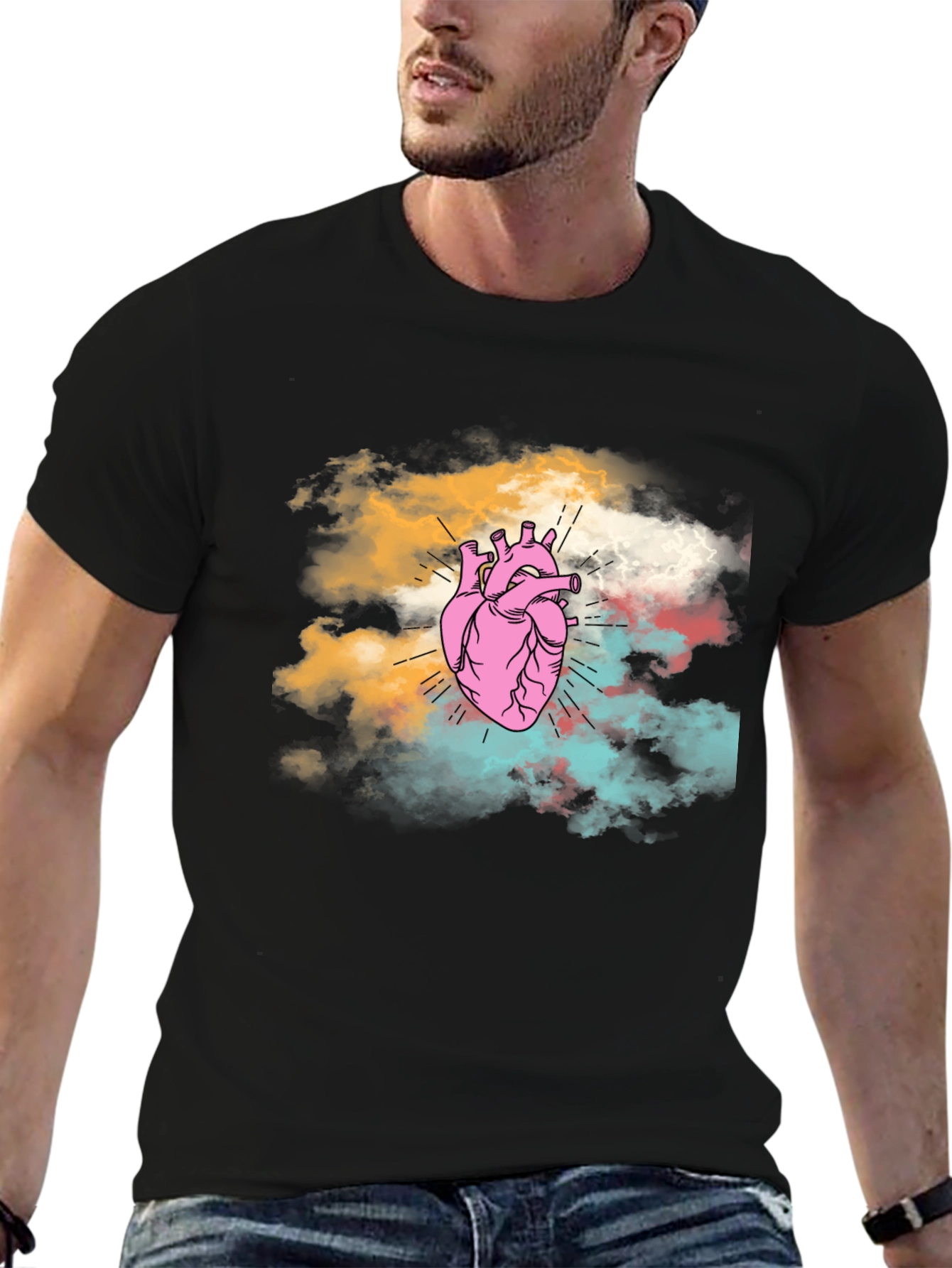 Anatomical Heart Graphic Tee - Unique Cloud Design T-Shirt