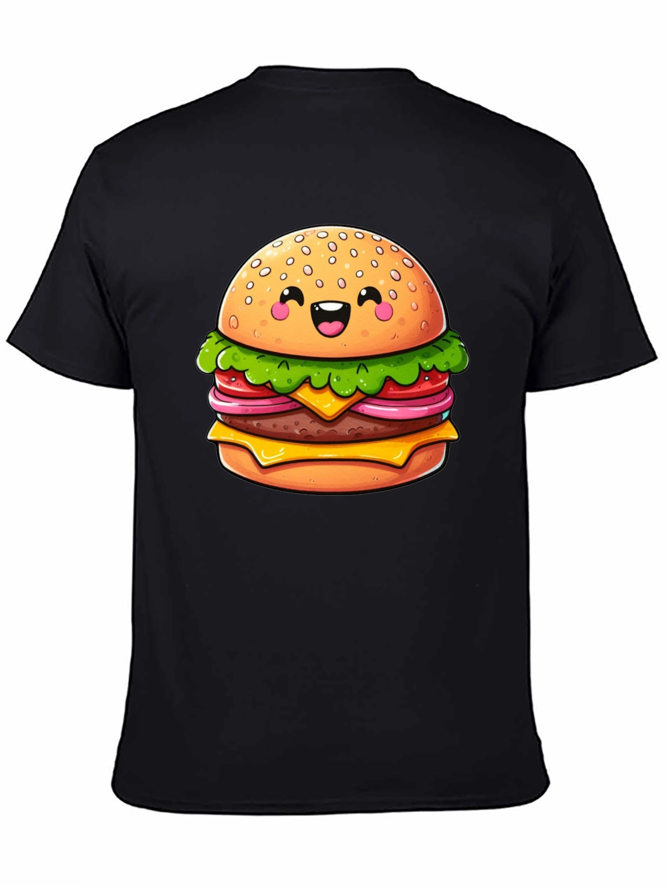 Burger Graphic Tee - Fun Cartoon Food T-Shirt