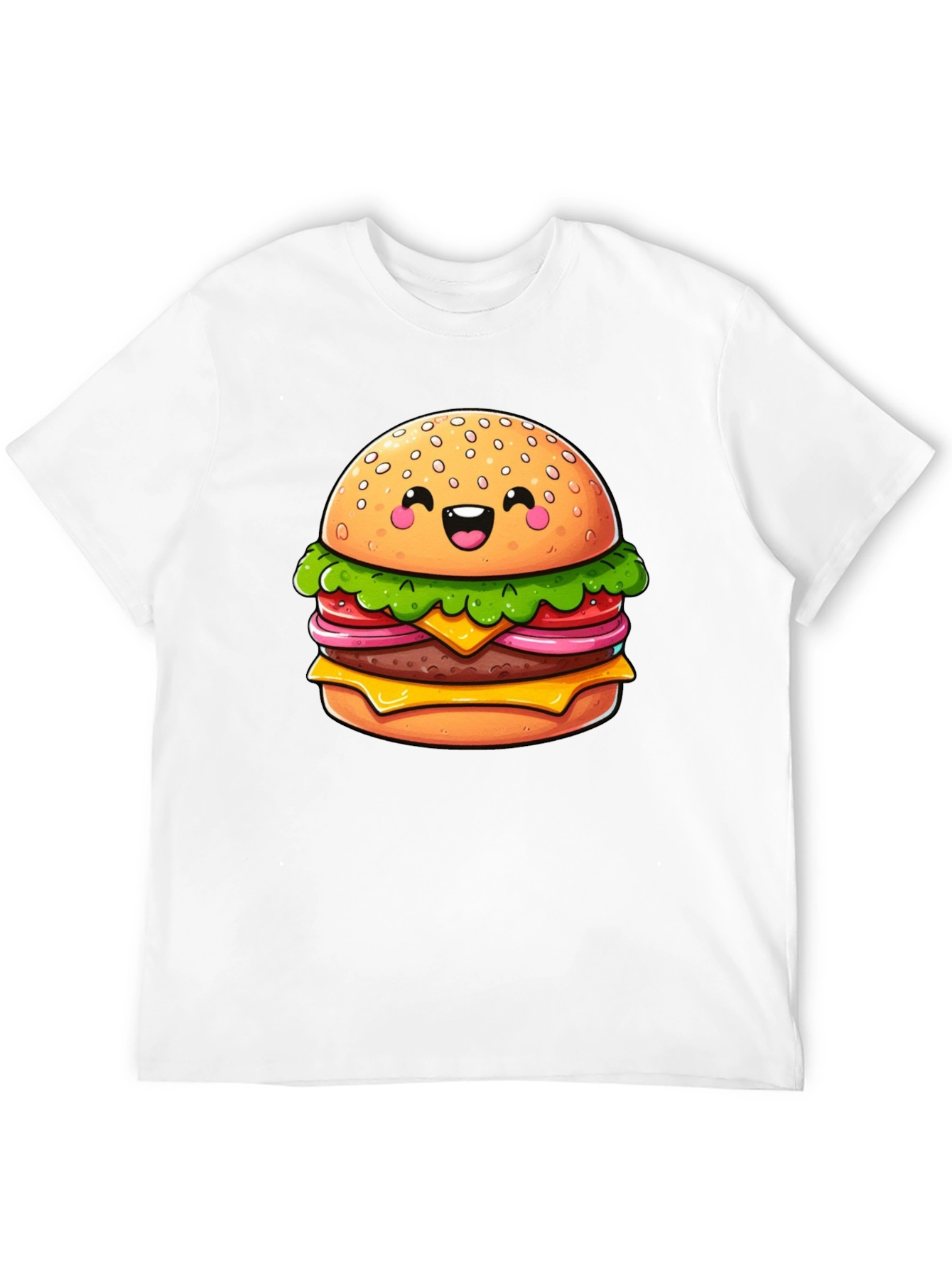Burger Graphic Tee - Fun Cartoon Food T-Shirt