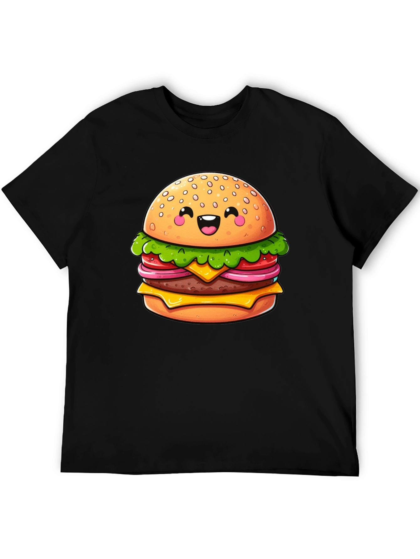 Burger Graphic Tee - Fun Cartoon Food T-Shirt