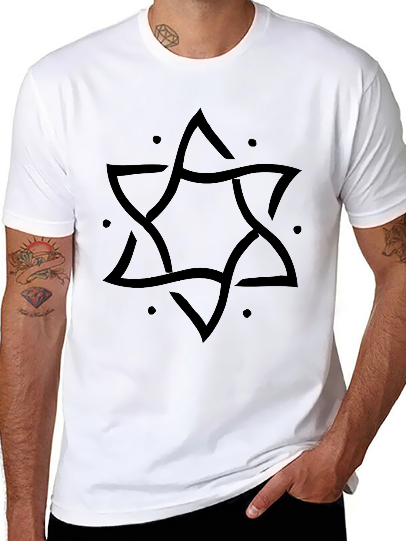 Geometric Star Graphic Tee - Modern Black T-Shirt