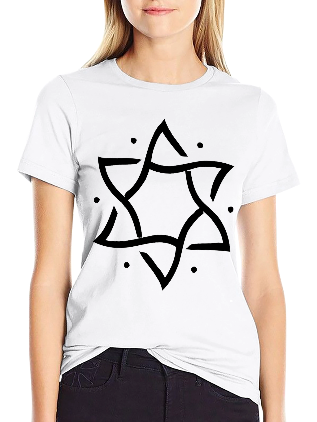 Geometric Star Graphic Tee - Modern Black T-Shirt