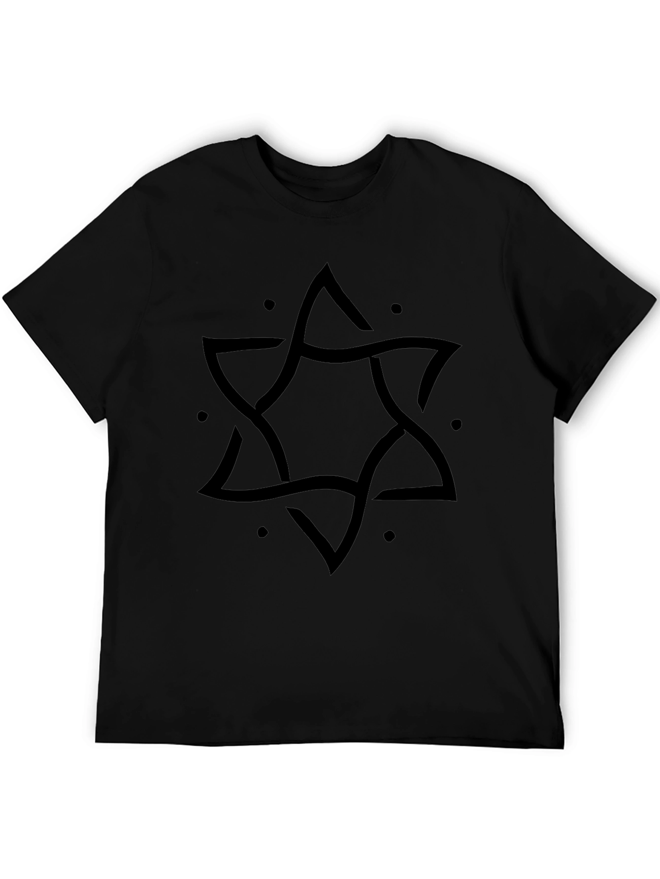 Geometric Star Graphic Tee - Modern Black T-Shirt