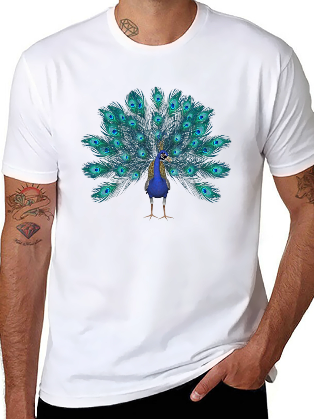 Peacock Graphic Tee - Mens Black T-Shirt