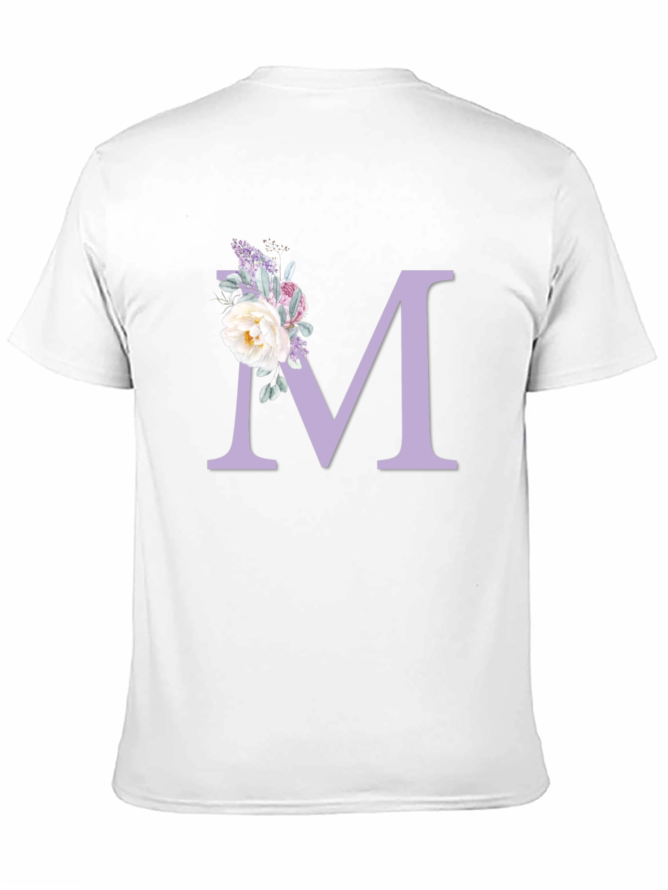 Floral Initial M Black T-Shirt