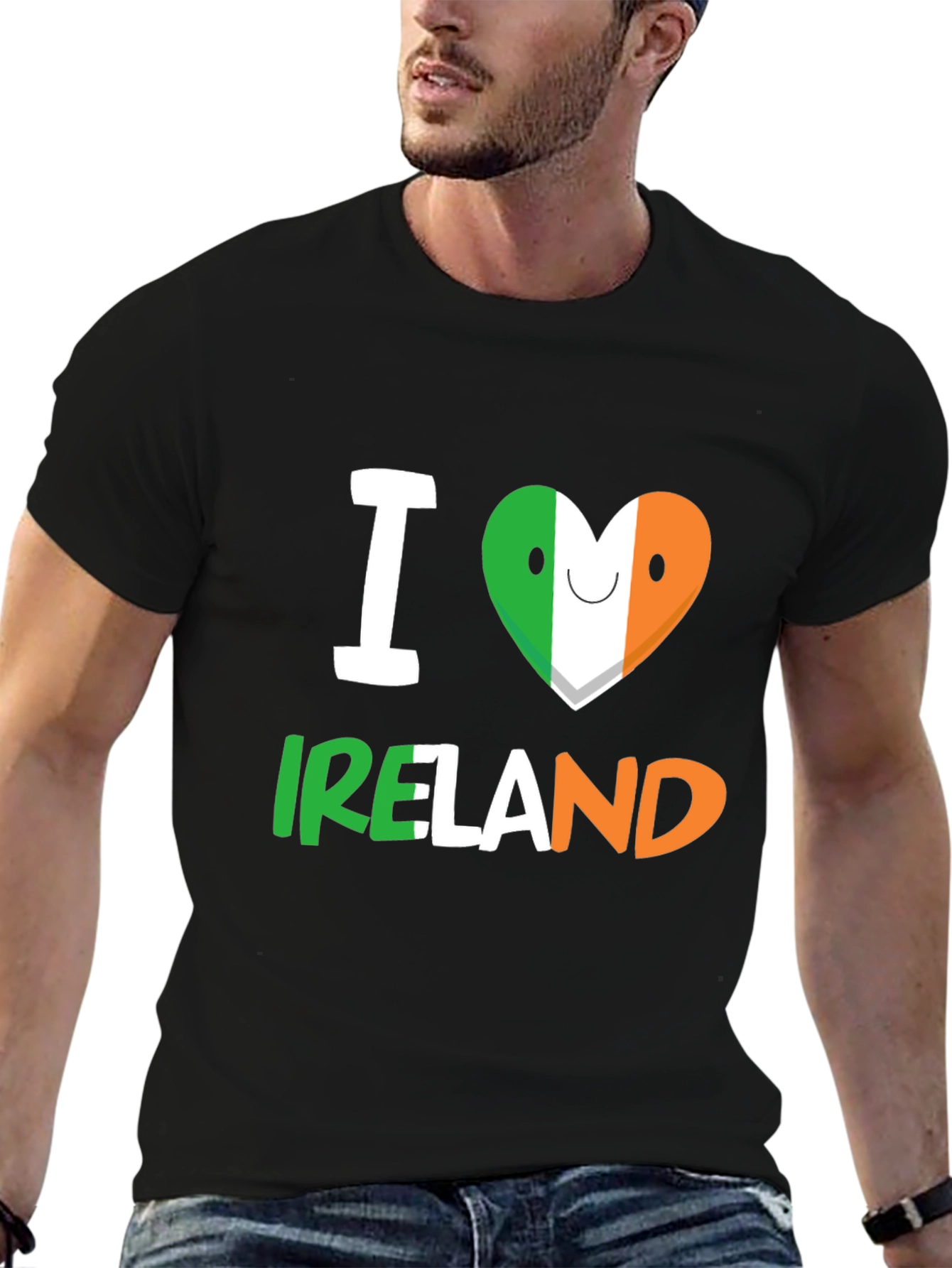 I Love Ireland T-Shirt - Black Crew Neck Tee