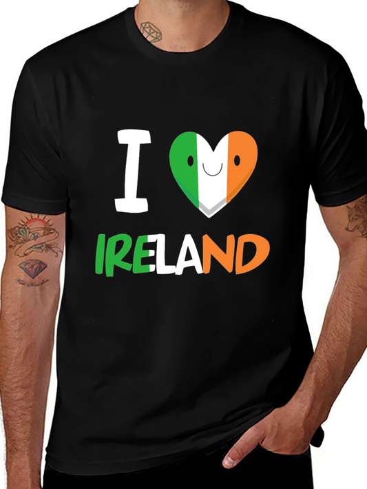 I Love Ireland T-Shirt - Black Crew Neck Tee