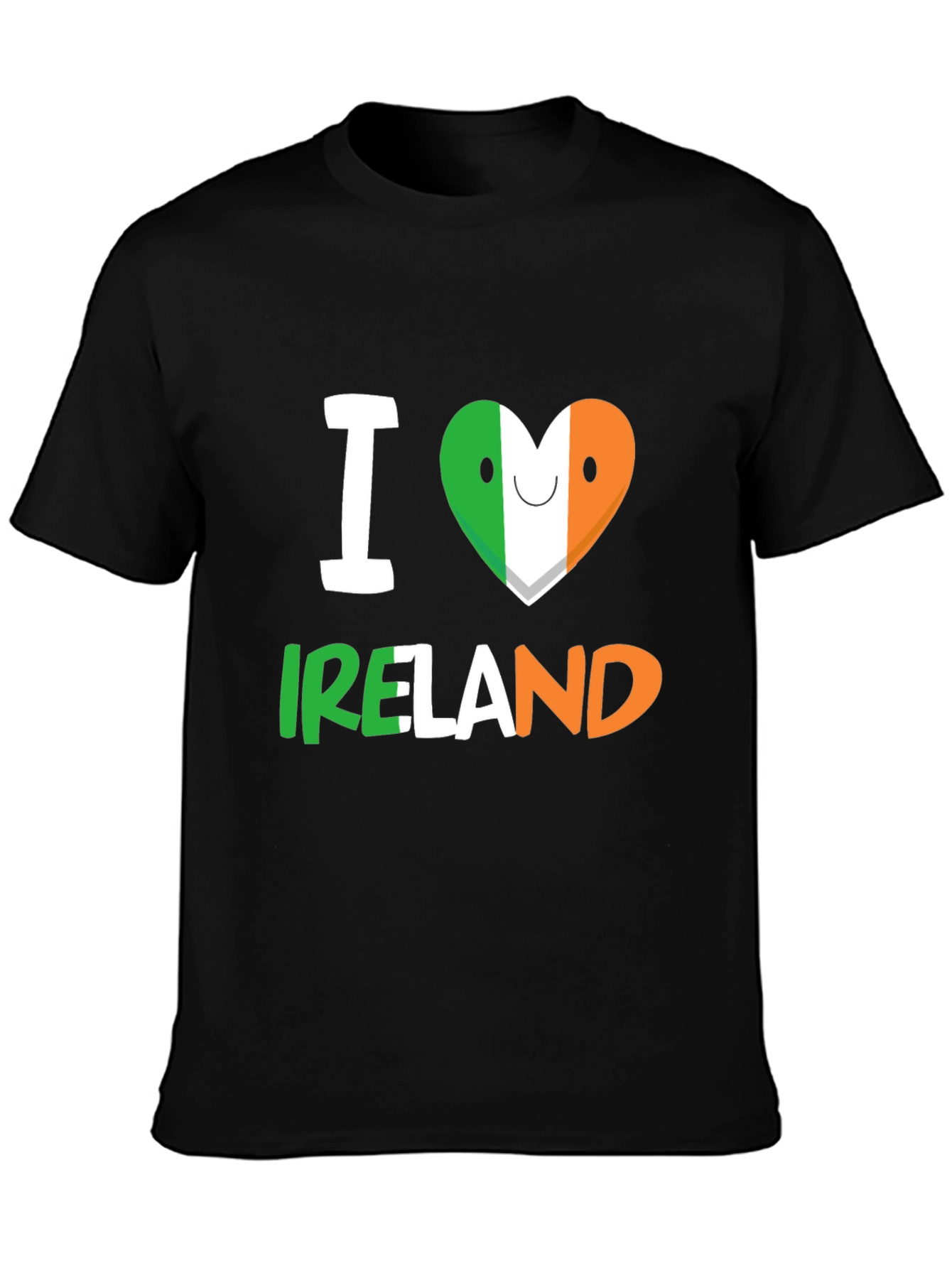I Love Ireland T-Shirt - Black Crew Neck Tee