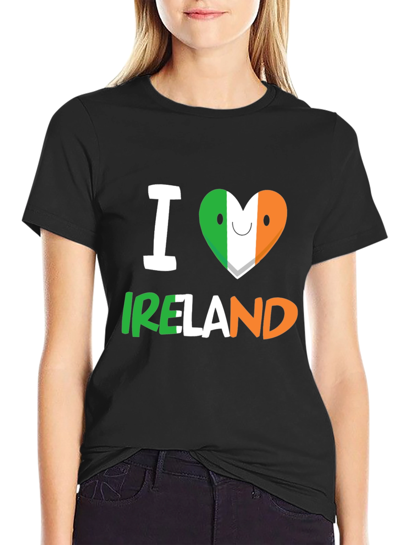 I Love Ireland T-Shirt - Black Crew Neck Tee