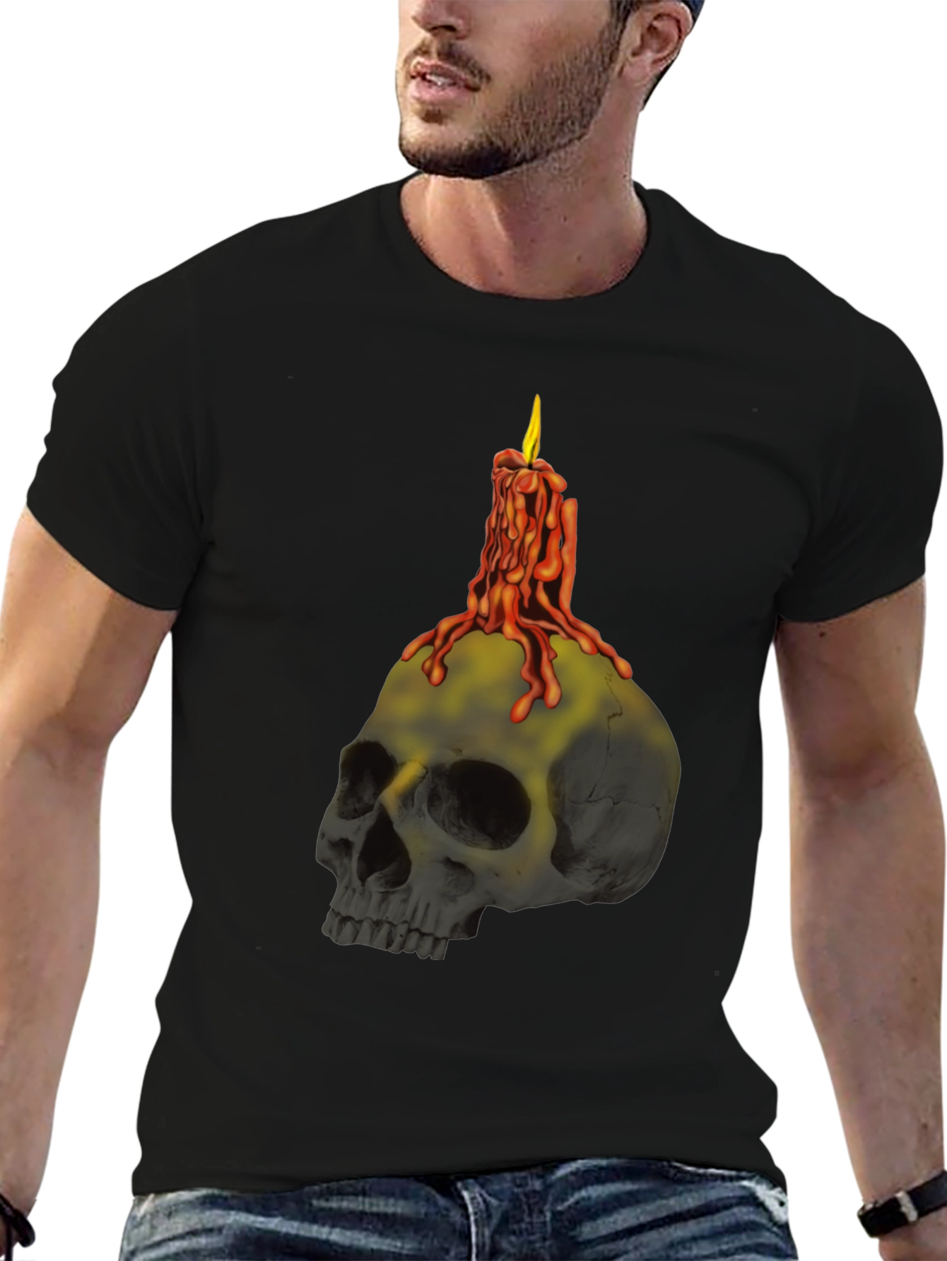 Skull Candle T-Shirt - Edgy Graphic Tee