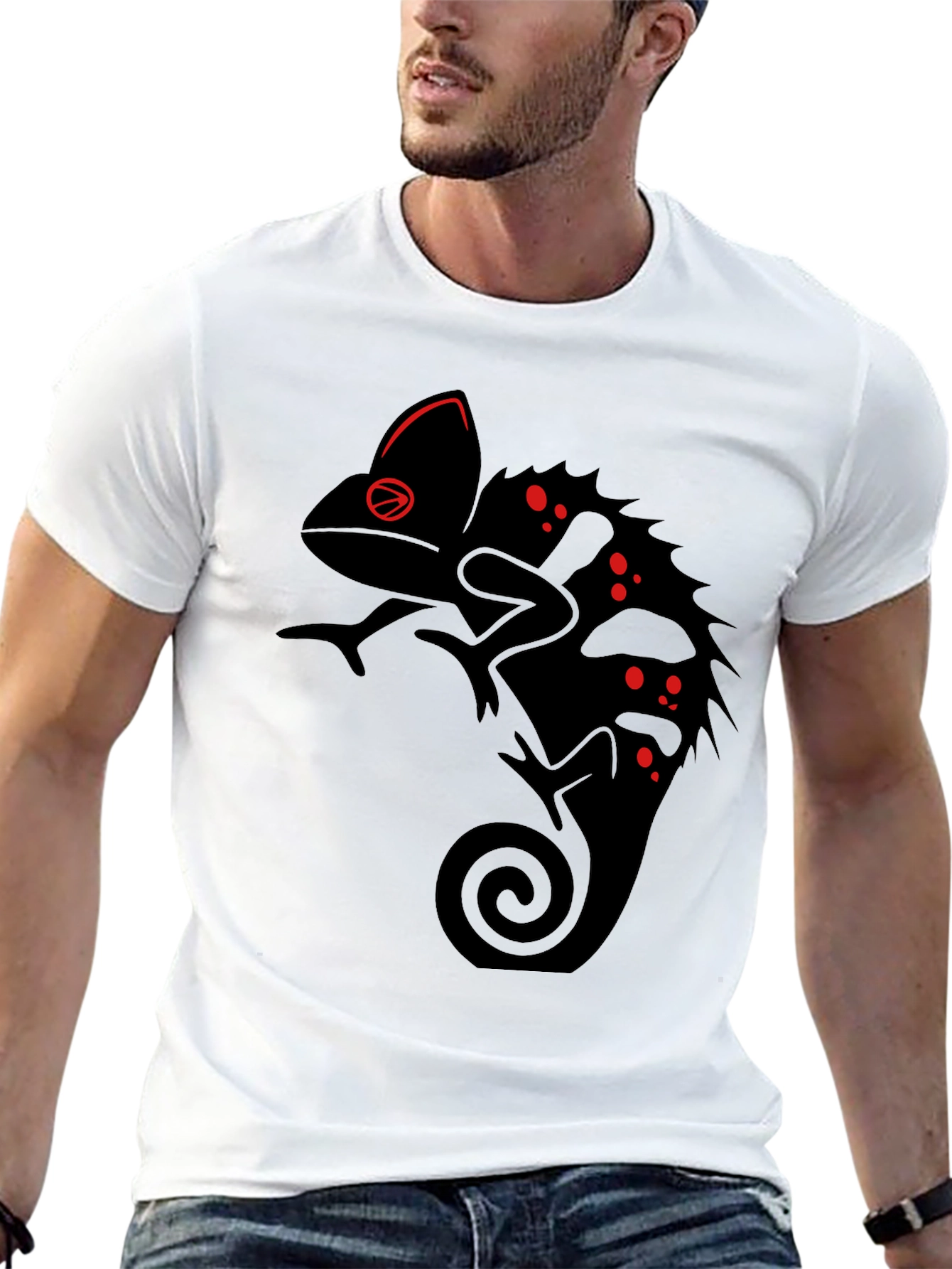 Black Chameleon Graphic Tee - Unique Reptile Design