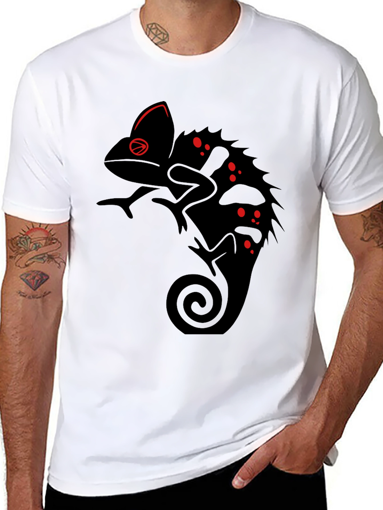 Black Chameleon Graphic Tee - Unique Reptile Design