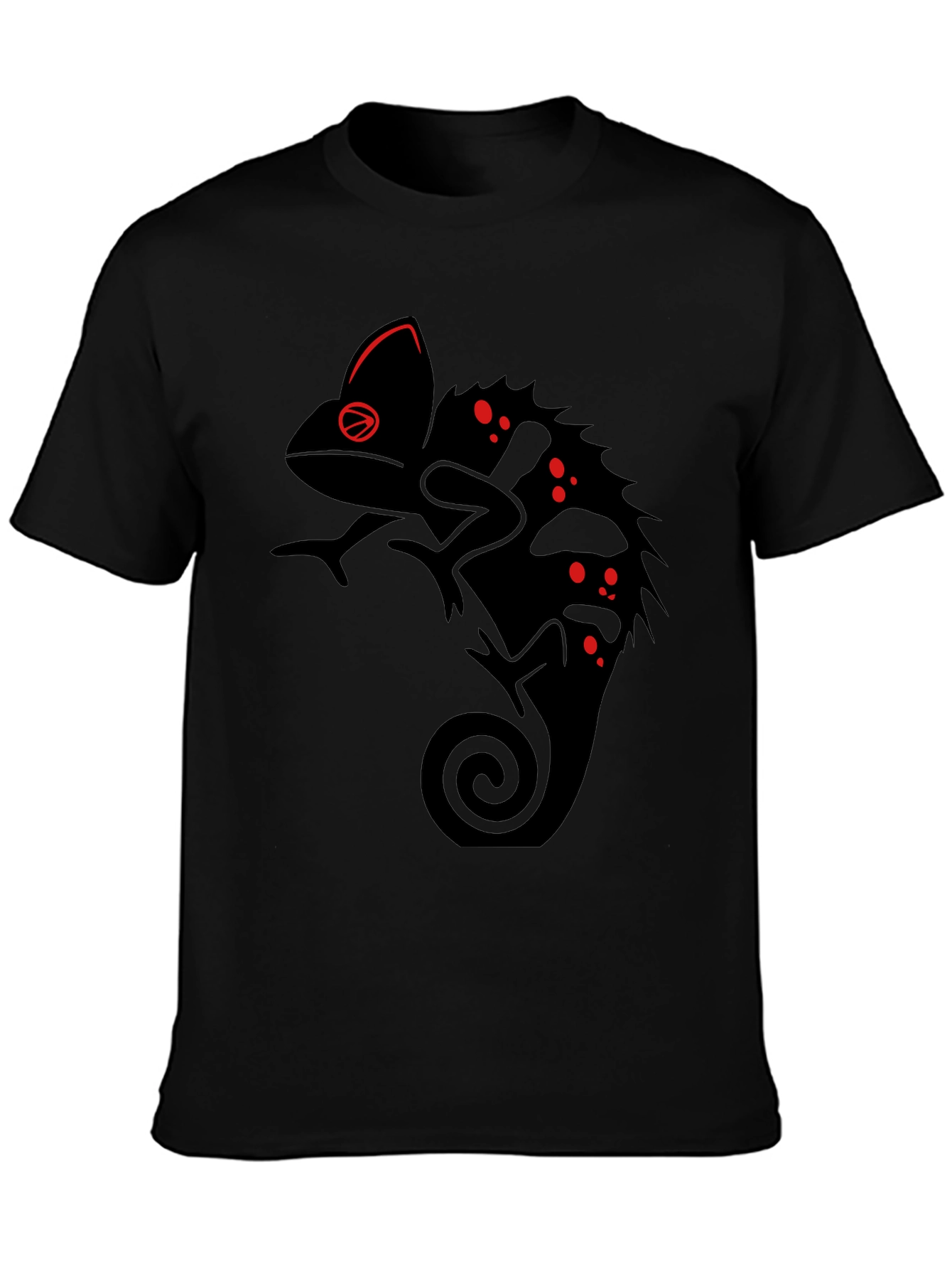Black Chameleon Graphic Tee - Unique Reptile Design