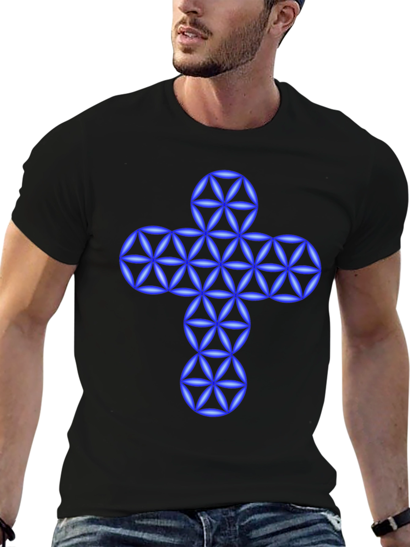 Geometric Cross Graphic T-Shirt