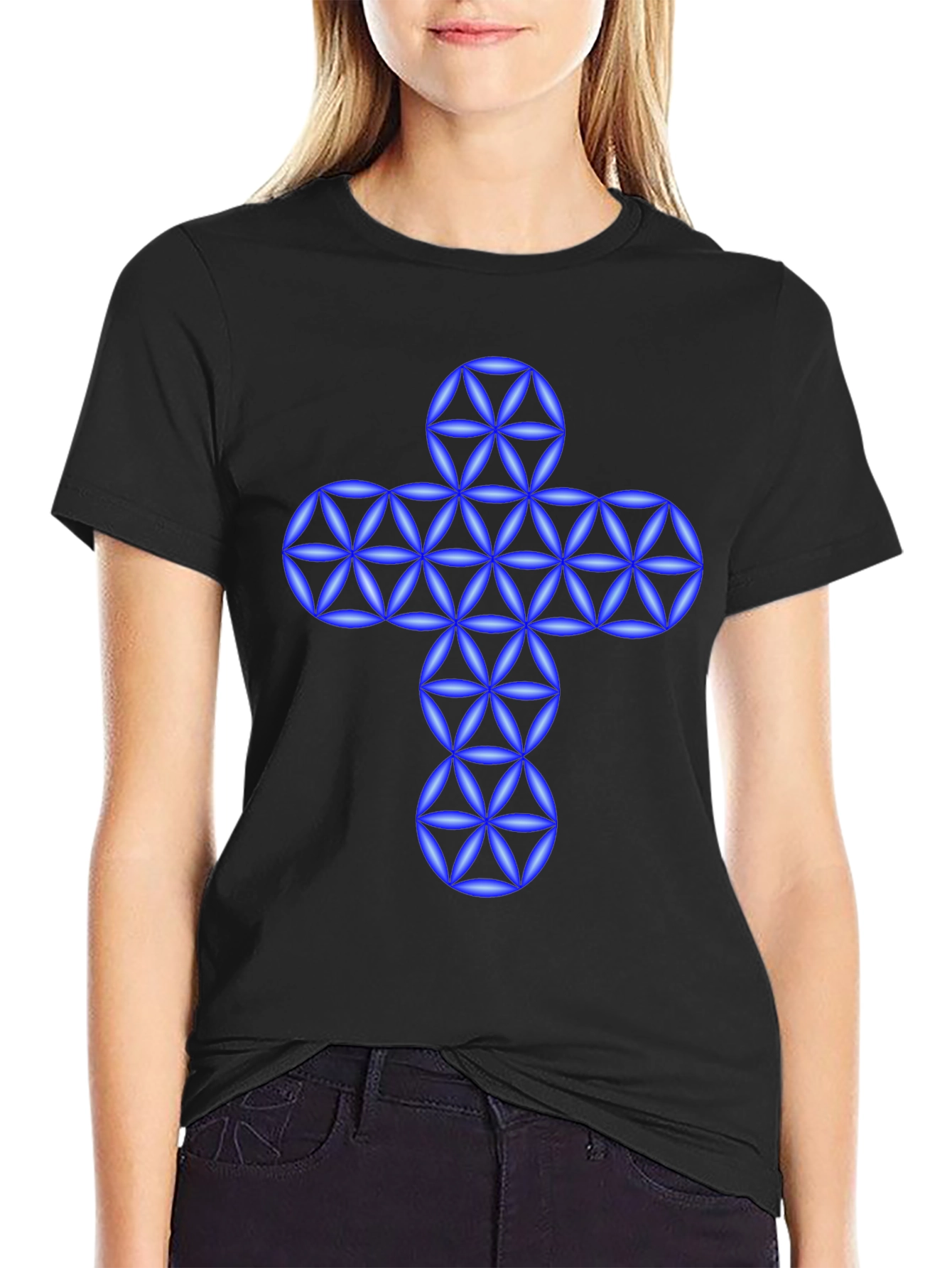 Geometric Cross Graphic T-Shirt