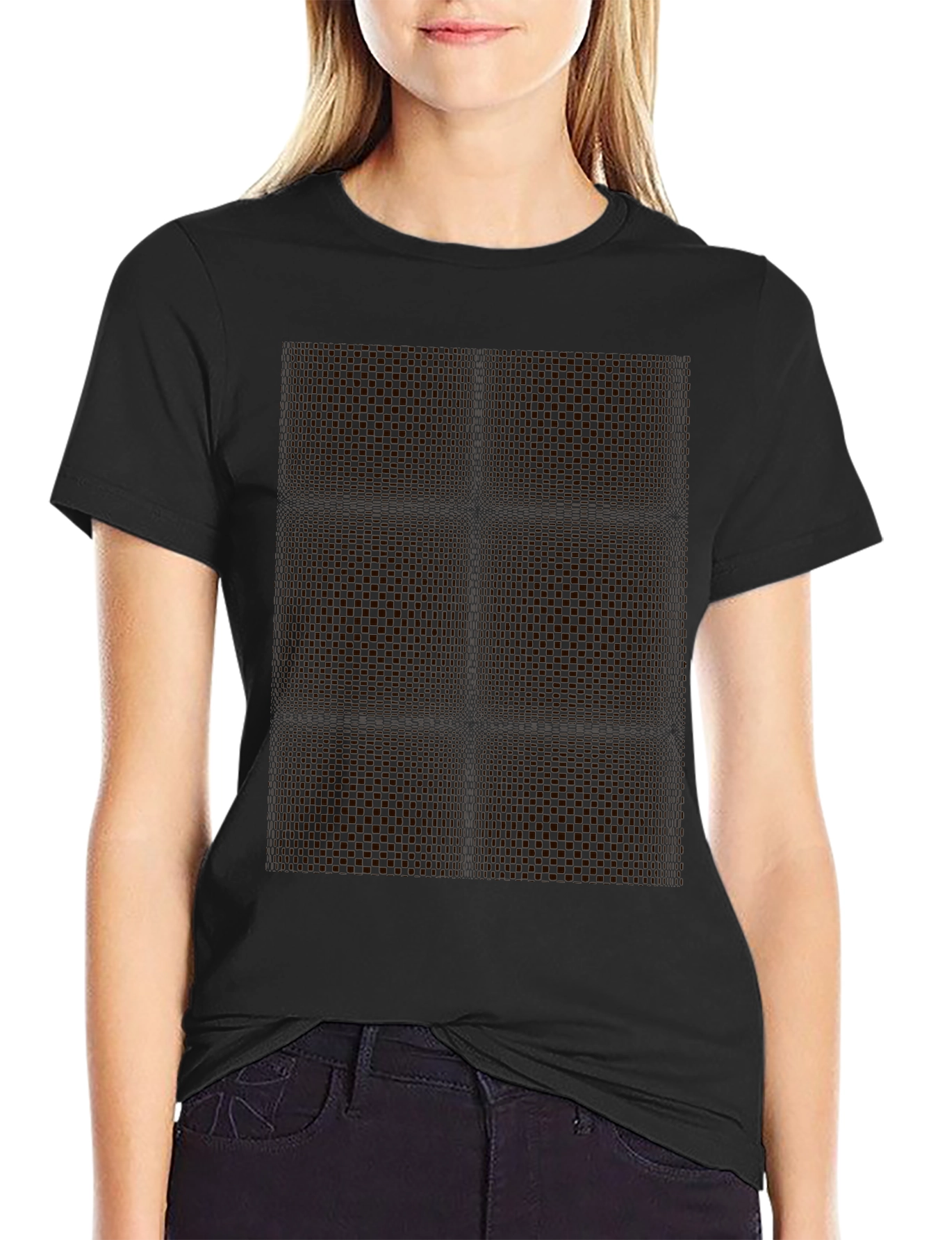 Modern Black Geometric Patterned T-Shirt