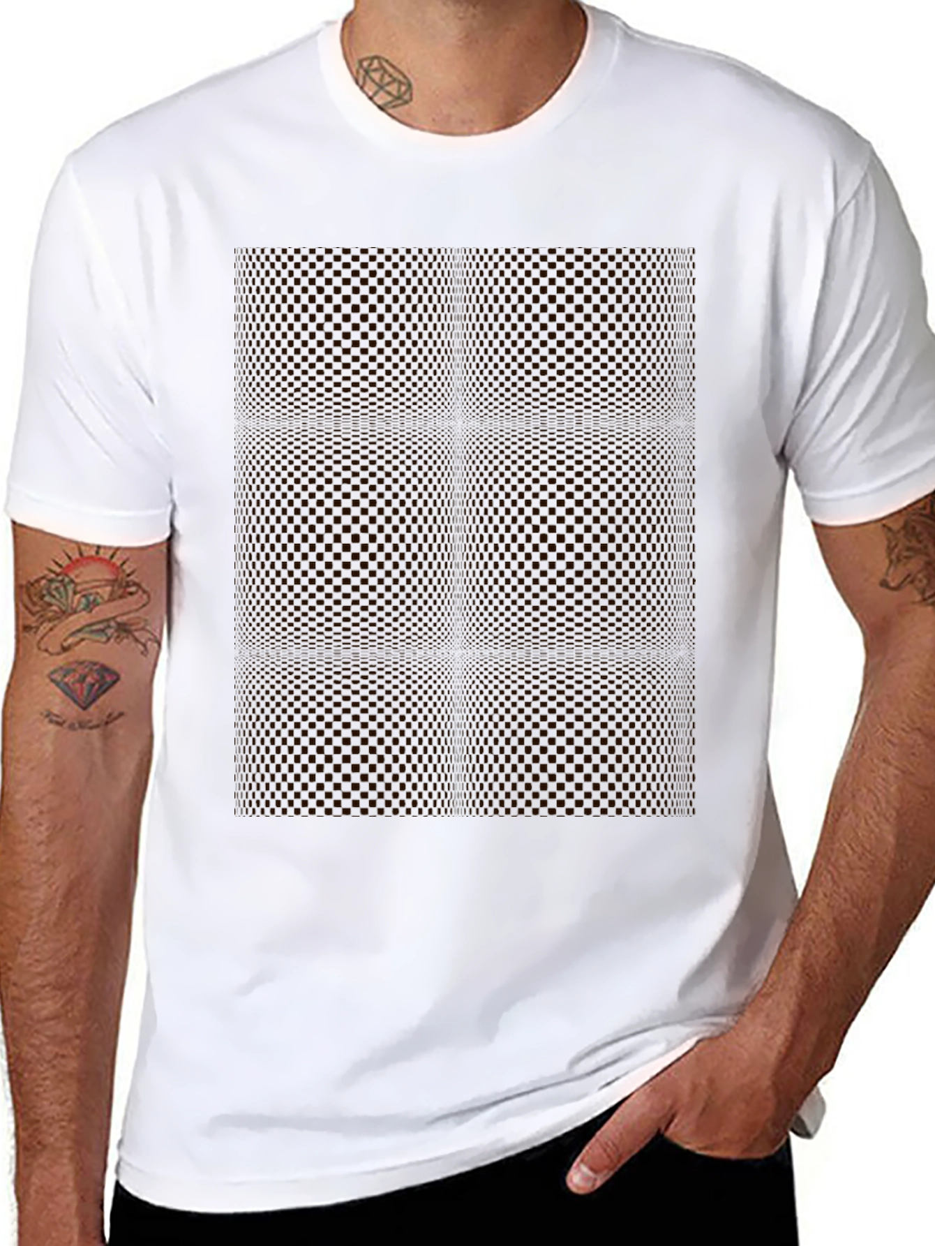Modern Black Geometric Patterned T-Shirt