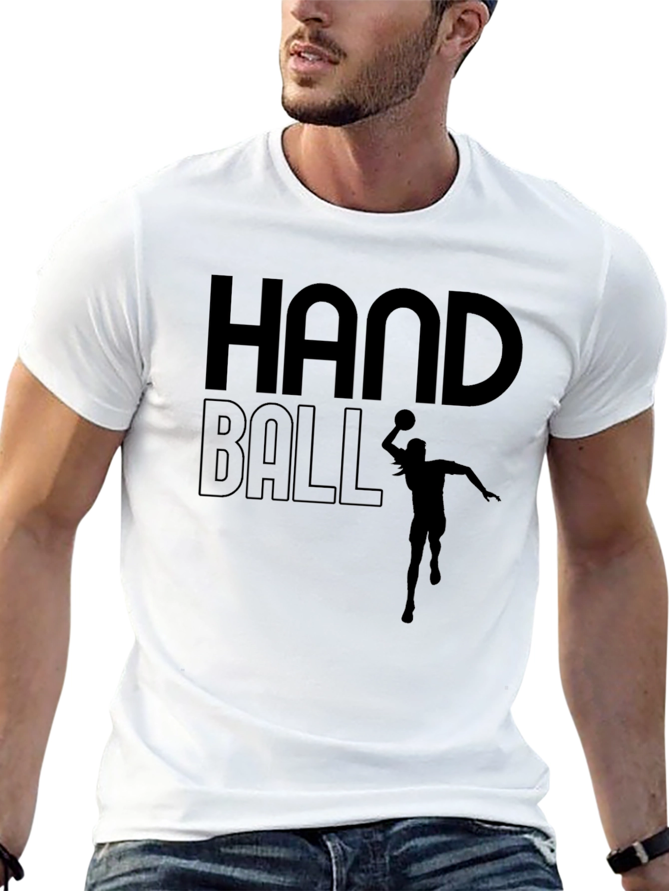 Handball Player Graphic Tee - Black