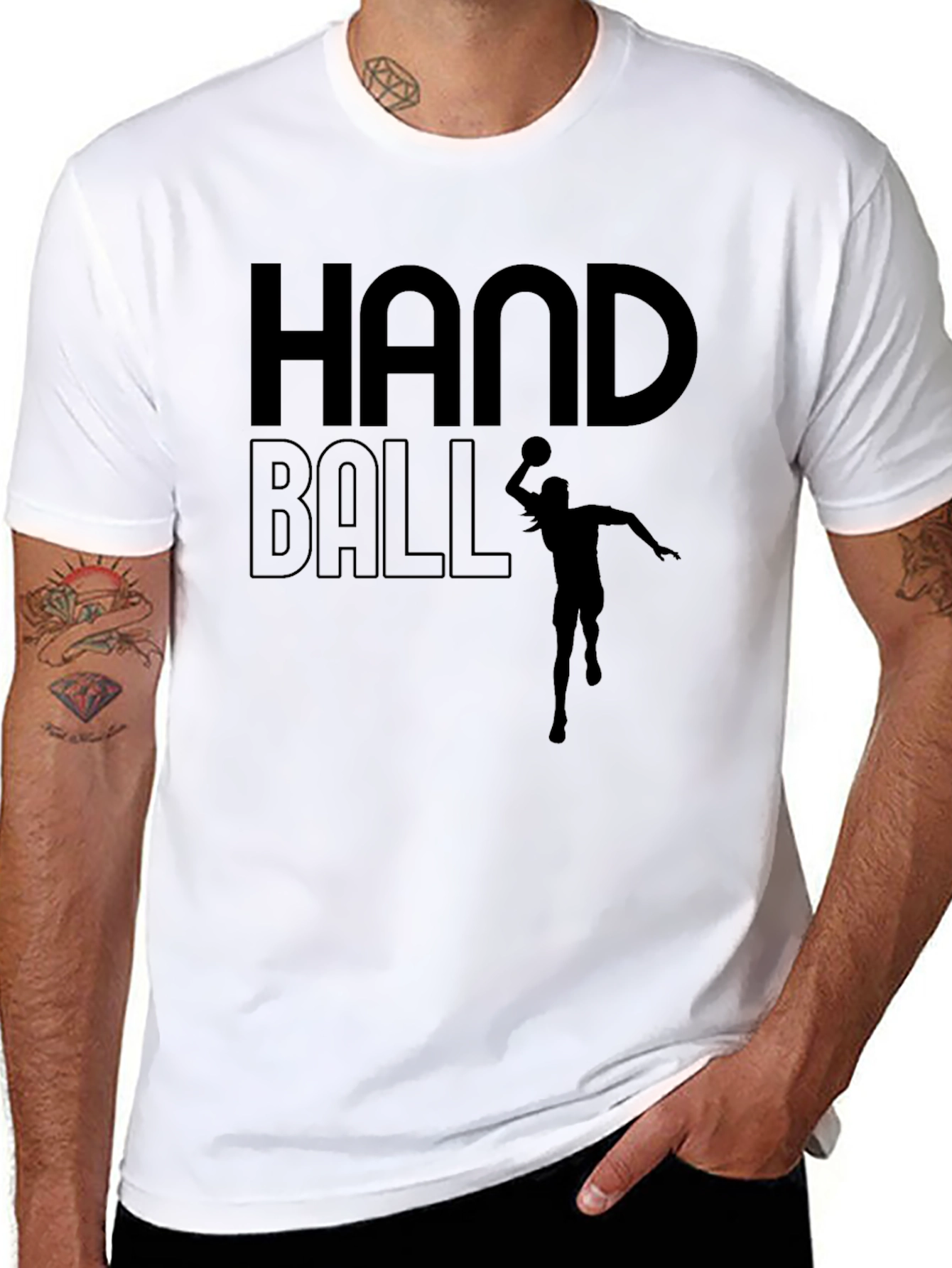 Handball Player Graphic Tee - Black