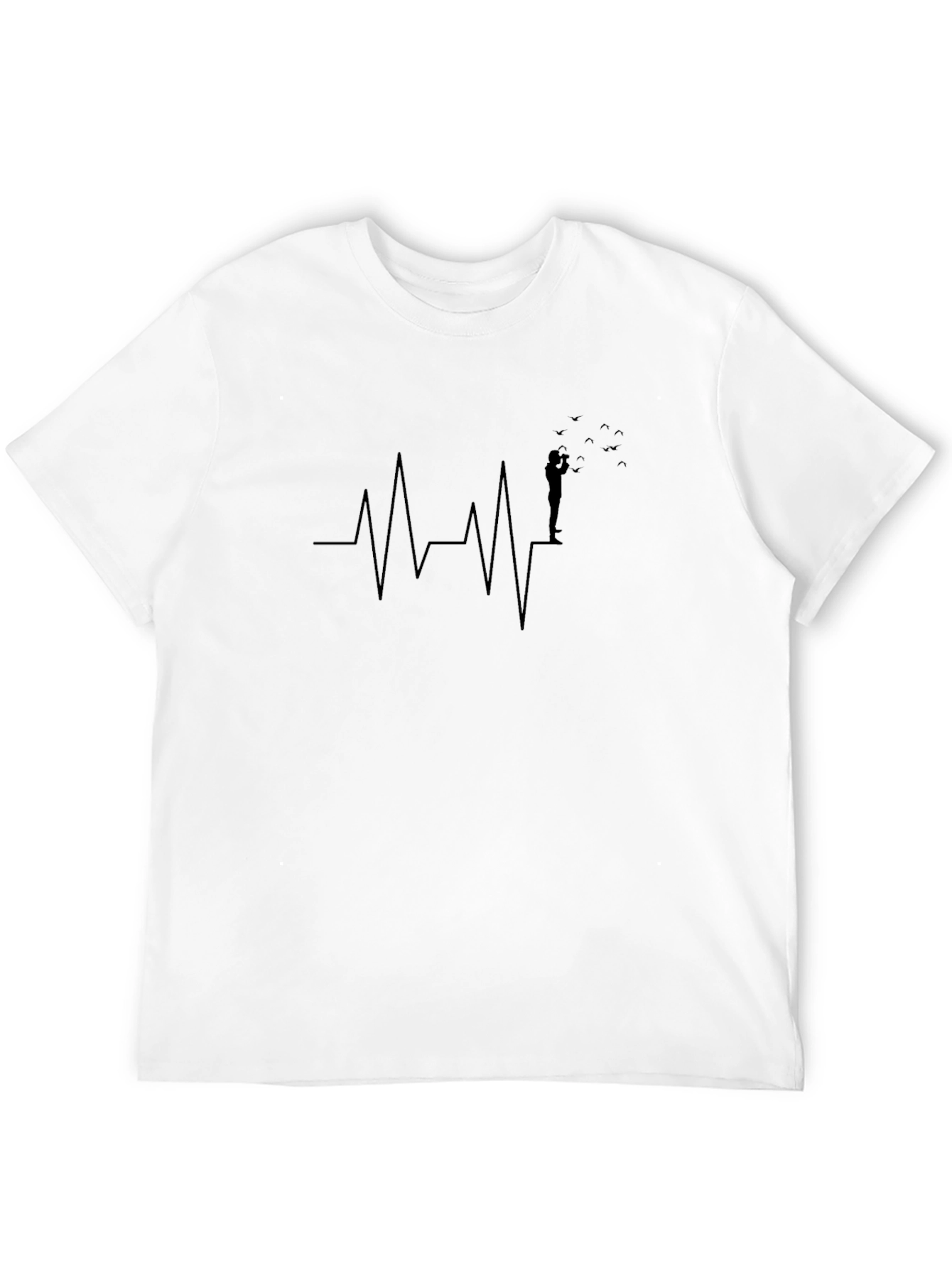 Heartbeat Bird Photographer T-Shirt - Black