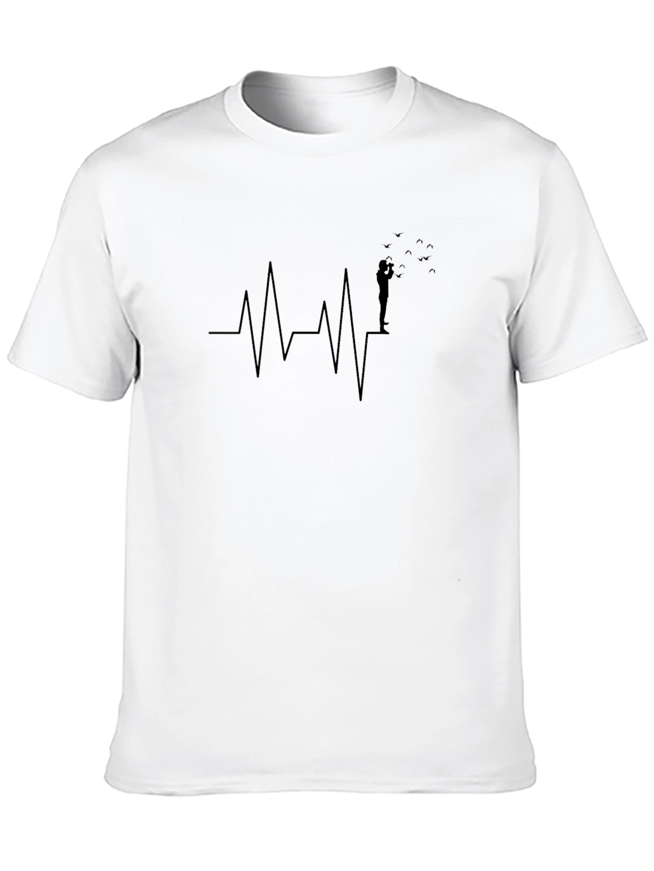 Heartbeat Bird Photographer T-Shirt - Black