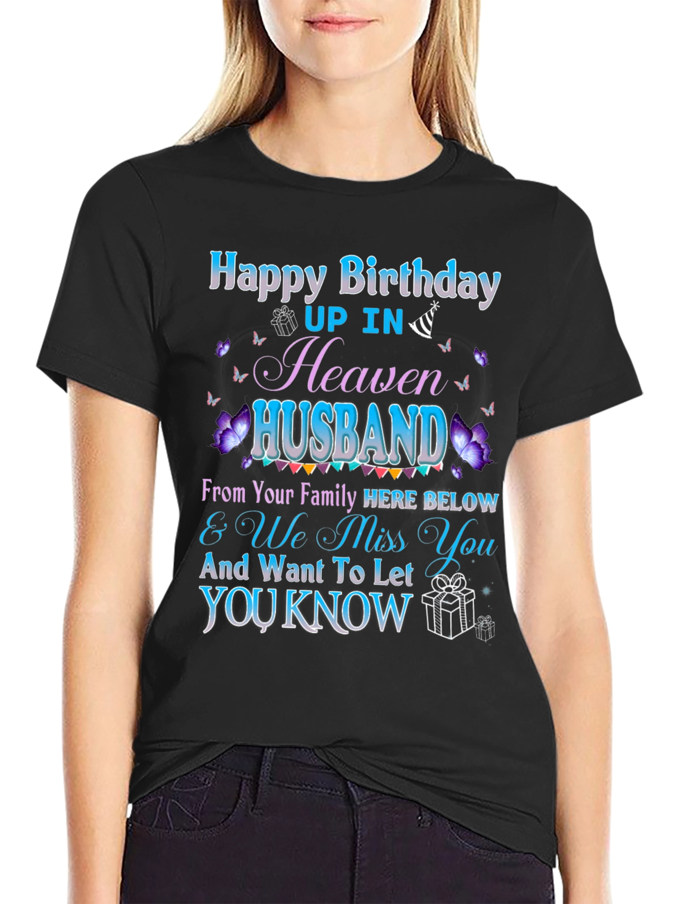 Husband Birthday in Heaven Memorial T-Shirt