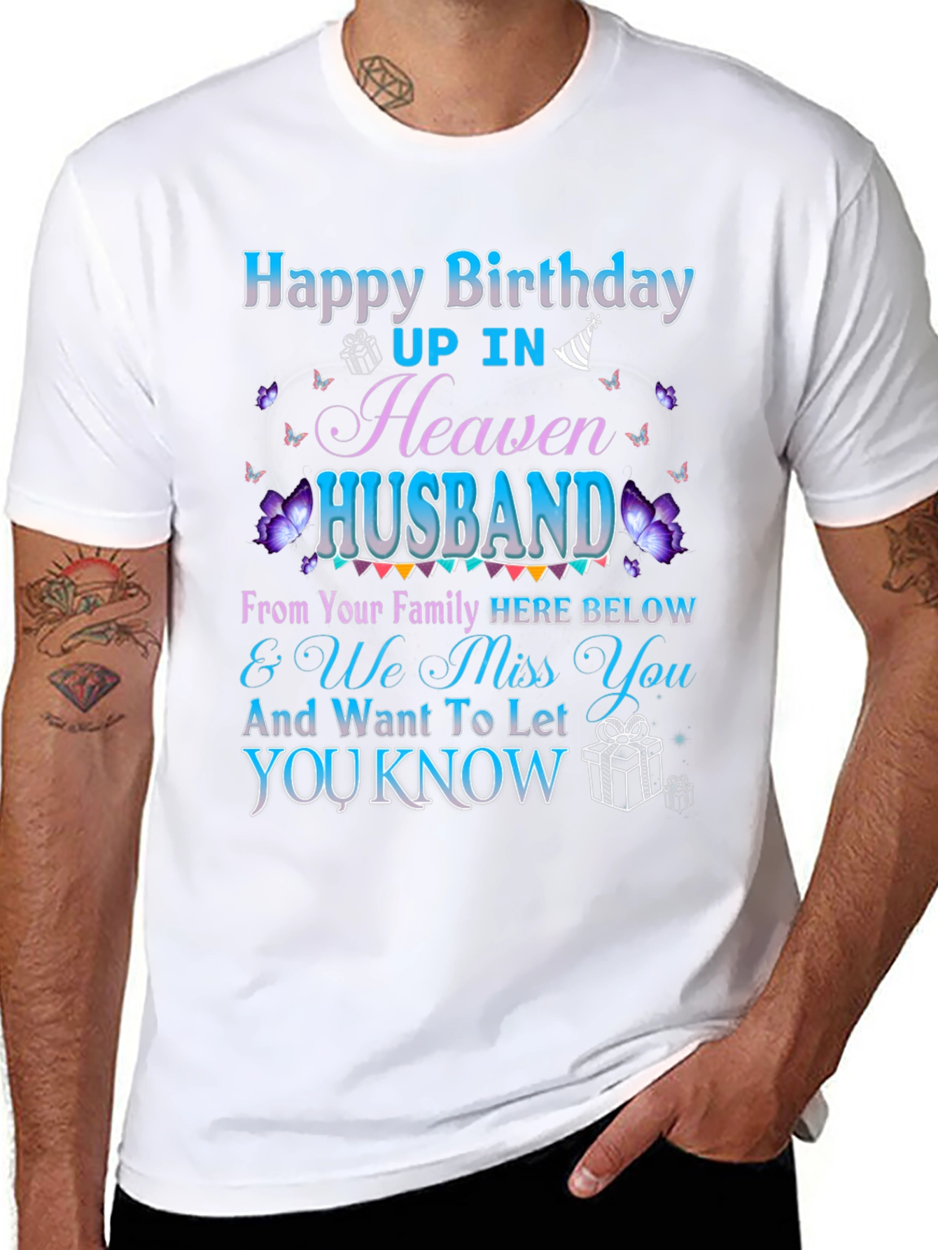 Husband Birthday in Heaven Memorial T-Shirt