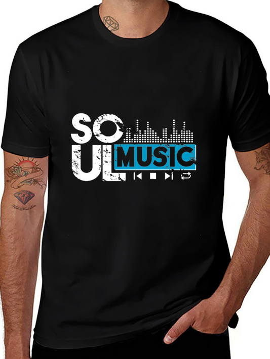 Soul Music Graphic Tee - Black Short Sleeve Casual Shirt