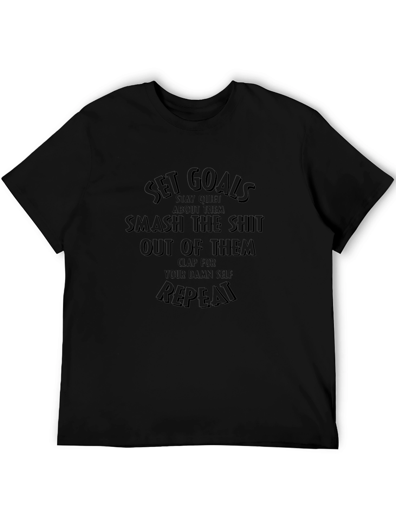 Motivational Set Goals Graphic Tee - Black