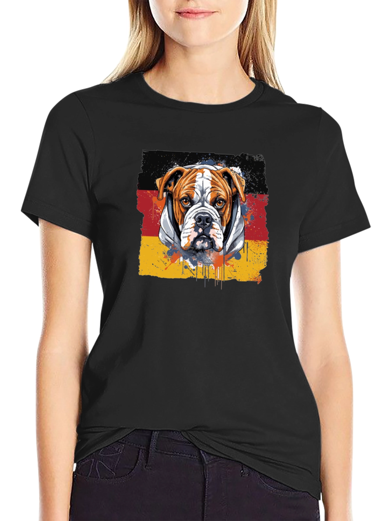 Bulldog Germany Flag Graphic T-Shirt