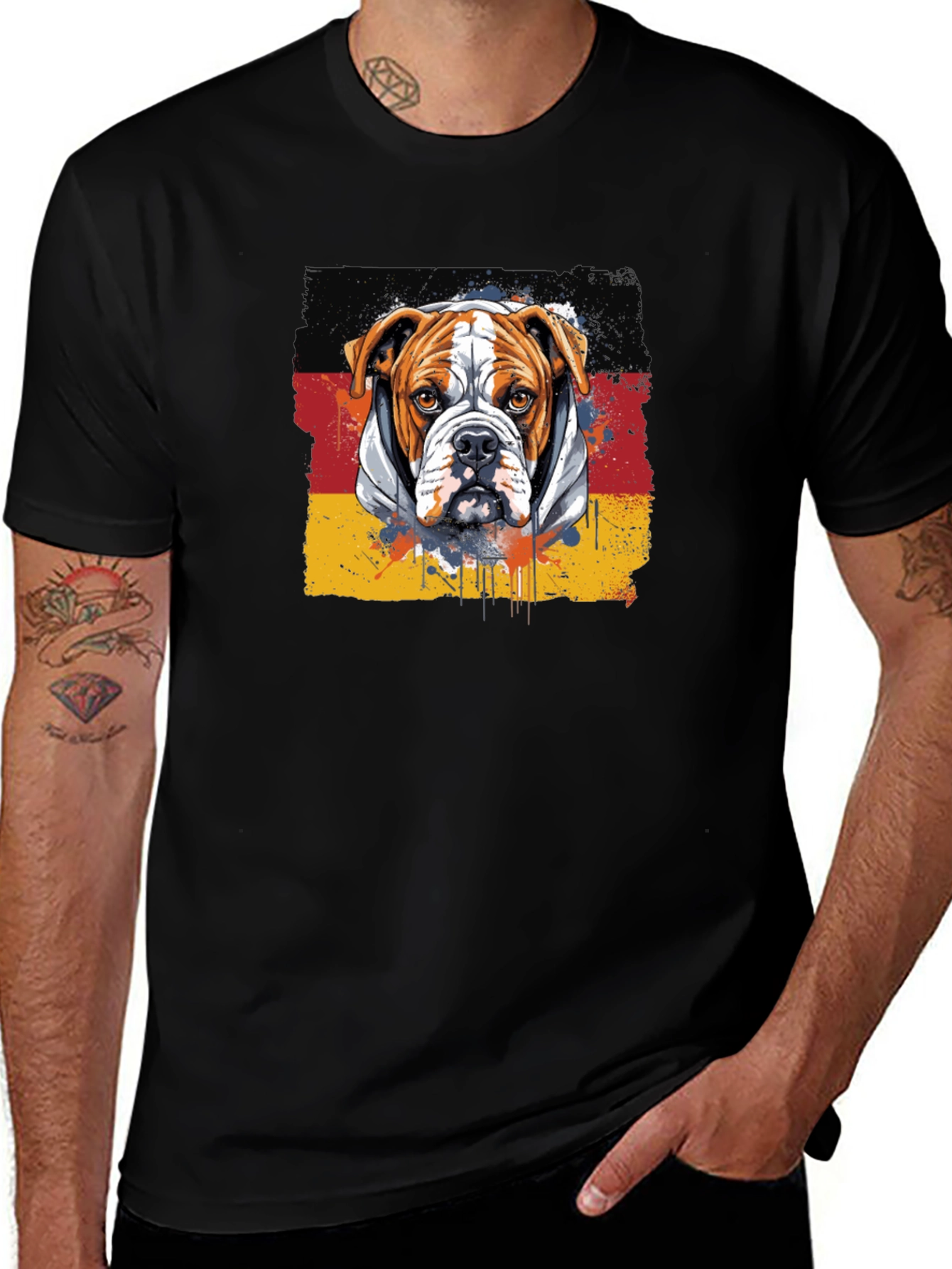 Bulldog Germany Flag Graphic T-Shirt