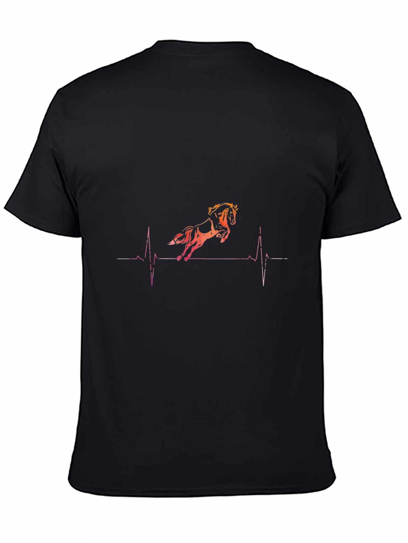 Horse Heartbeat Graphic Tee - Black Cotton T-Shirt