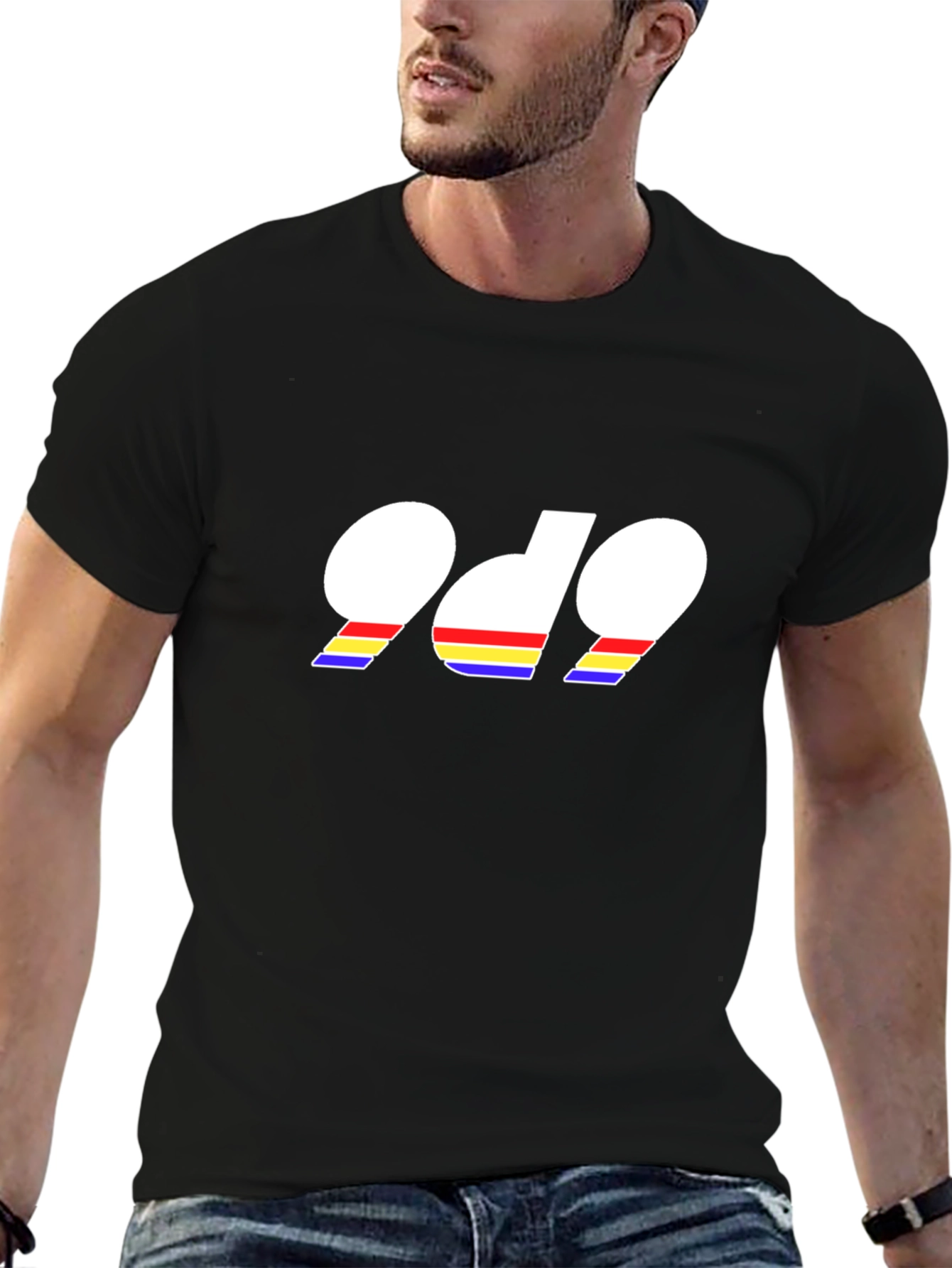 Retro 969 Graphic Tee - Black Cotton T-Shirt