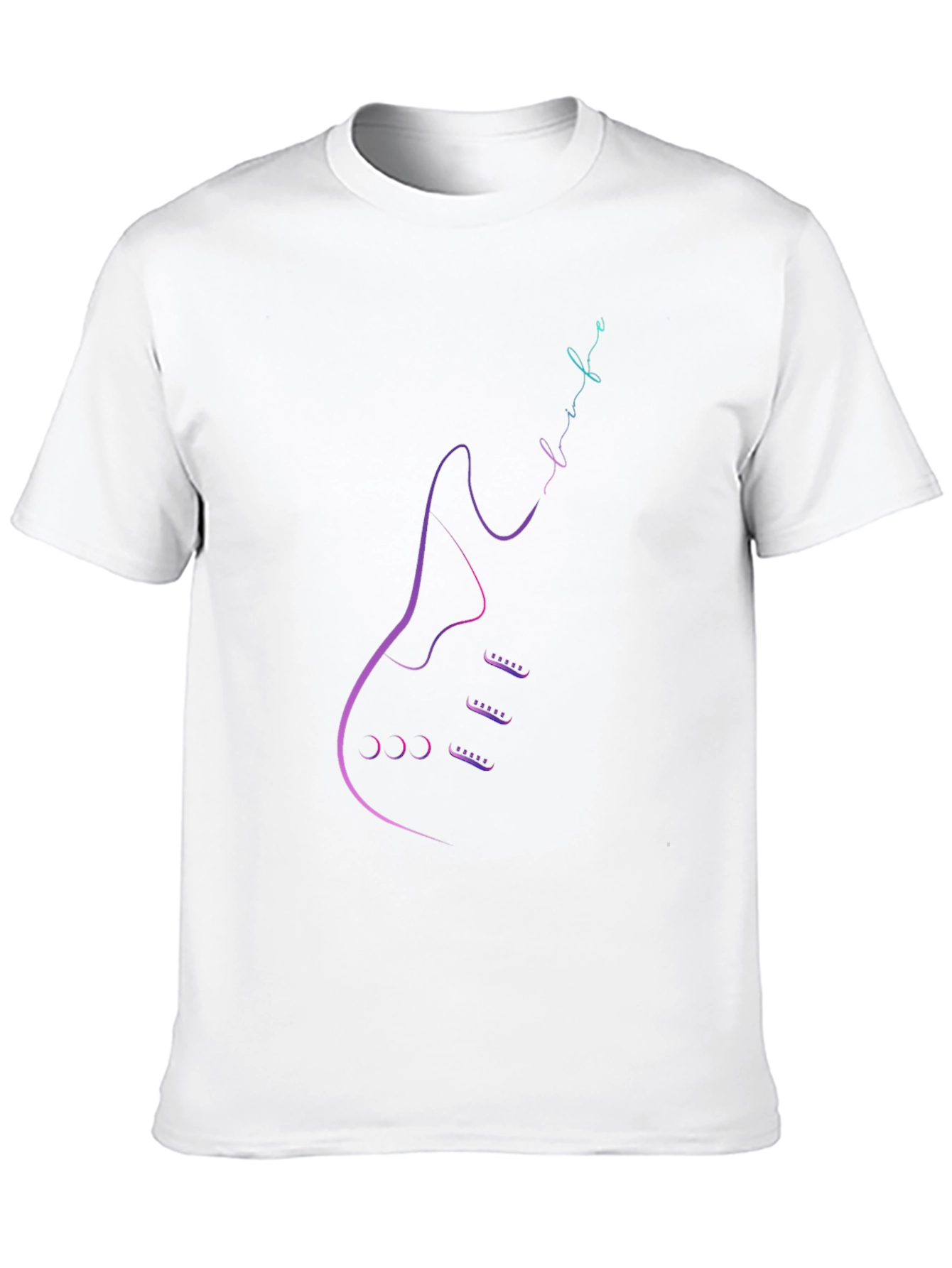 Electric Guitar Line Art Black T-Shirt