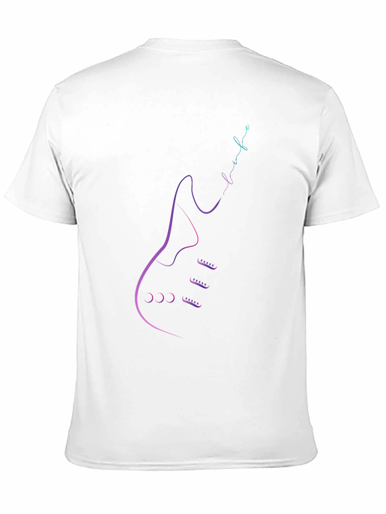 Electric Guitar Line Art Black T-Shirt