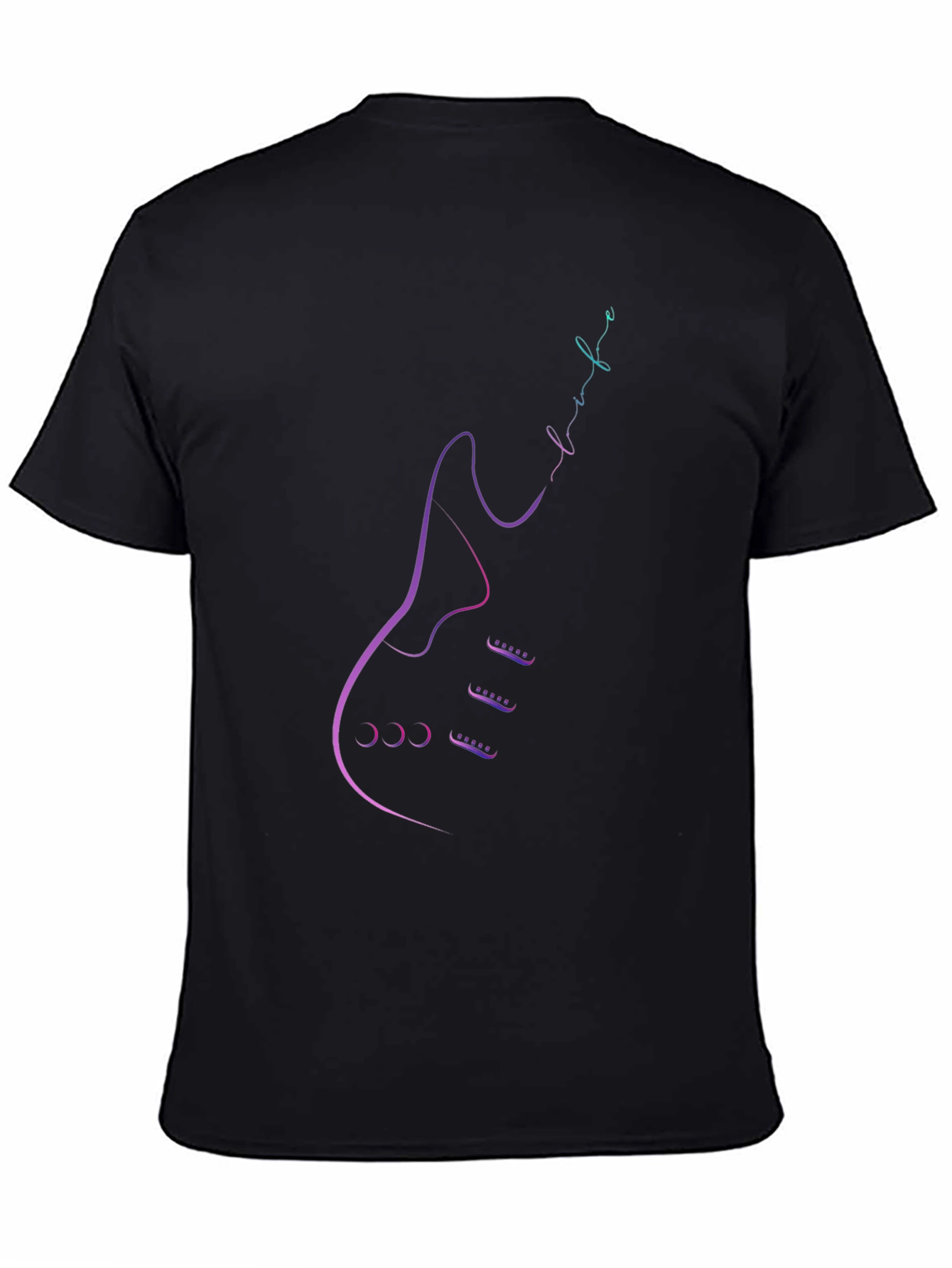 Electric Guitar Line Art Black T-Shirt
