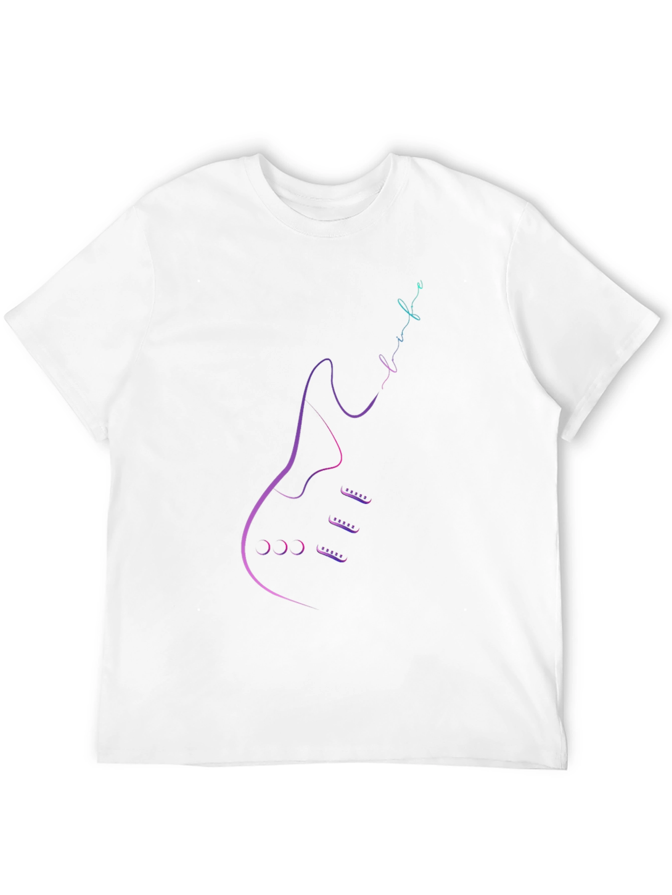 Electric Guitar Line Art Black T-Shirt