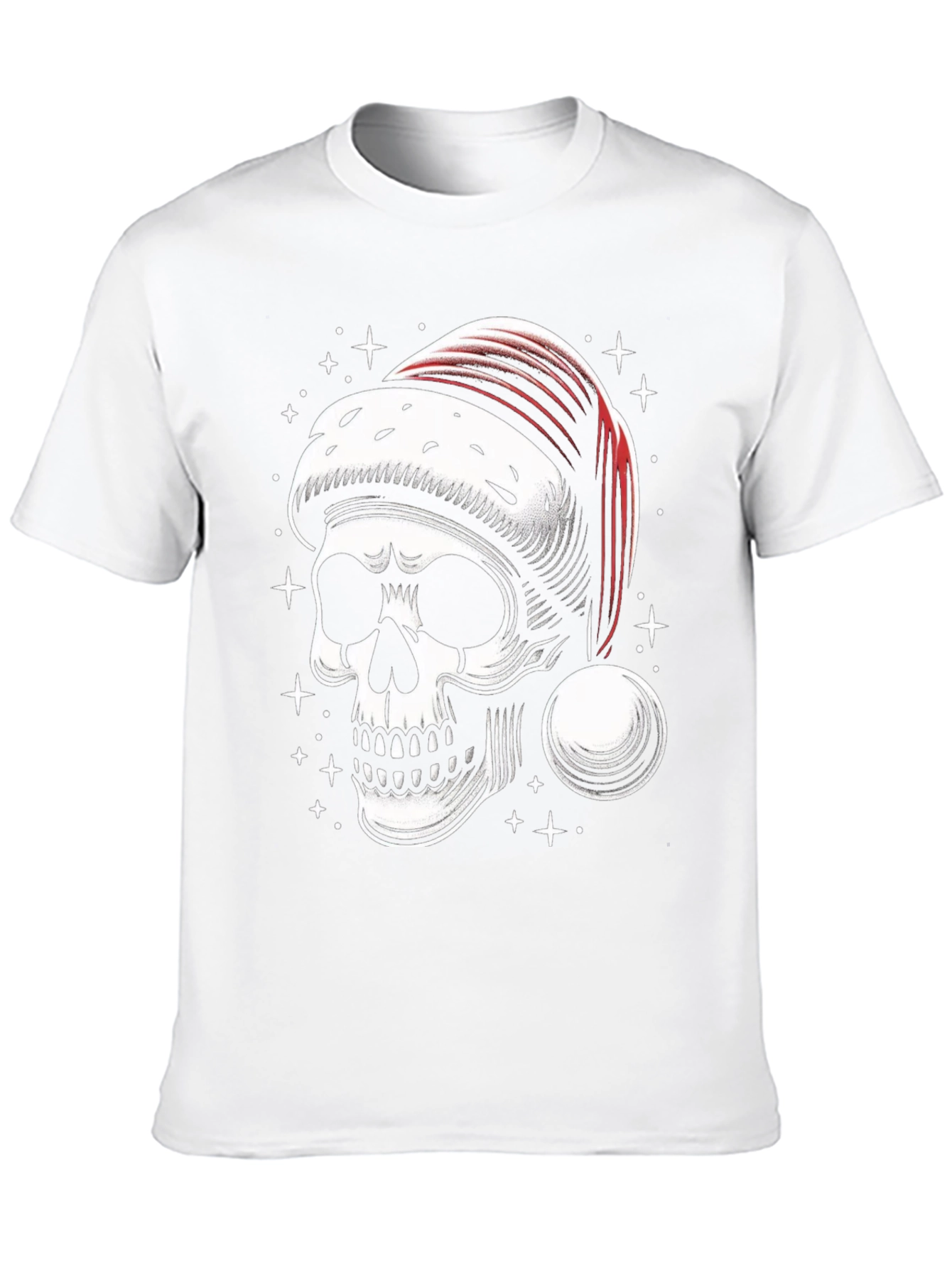 Skull Santa Hat Graphic Tee - Holiday Rock