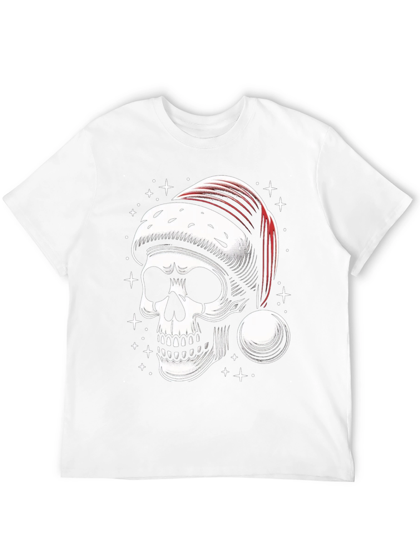 Skull Santa Hat Graphic Tee - Holiday Rock