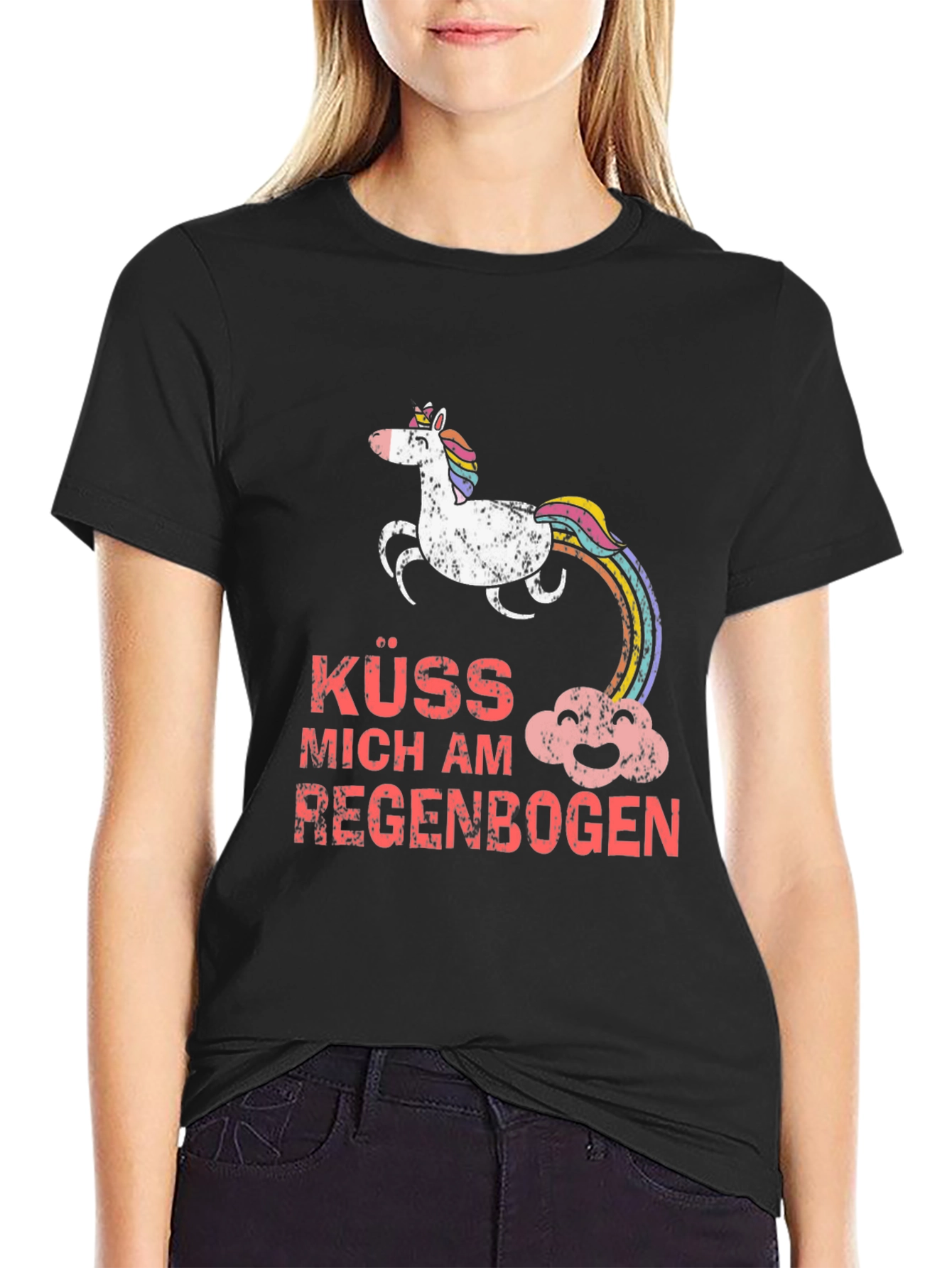 Kuss Mich Am Regenbogen Unicorn T-Shirt