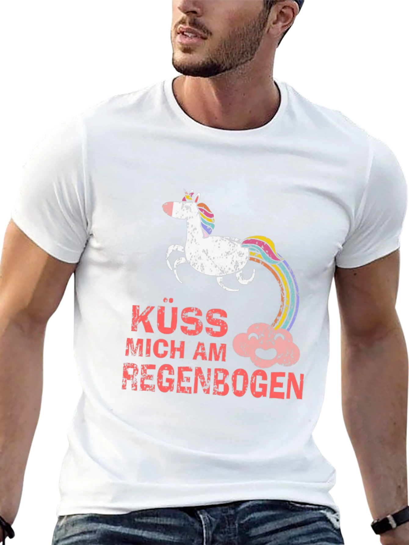 Kuss Mich Am Regenbogen Unicorn T-Shirt