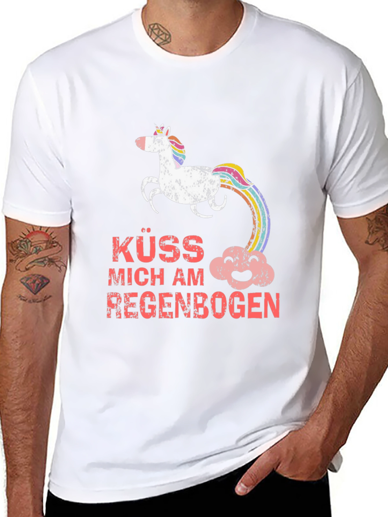 Kuss Mich Am Regenbogen Unicorn T-Shirt