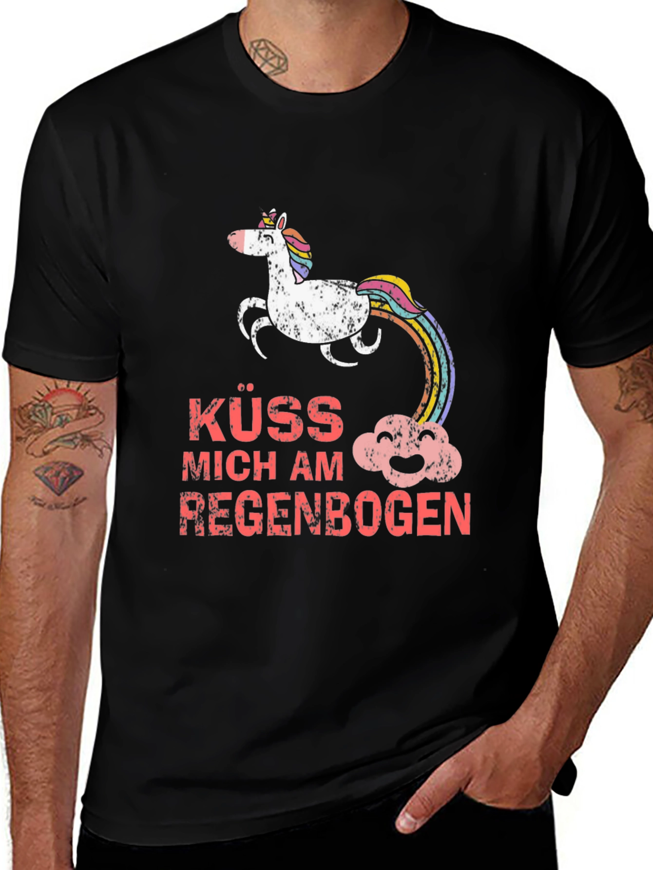 Kuss Mich Am Regenbogen Unicorn T-Shirt