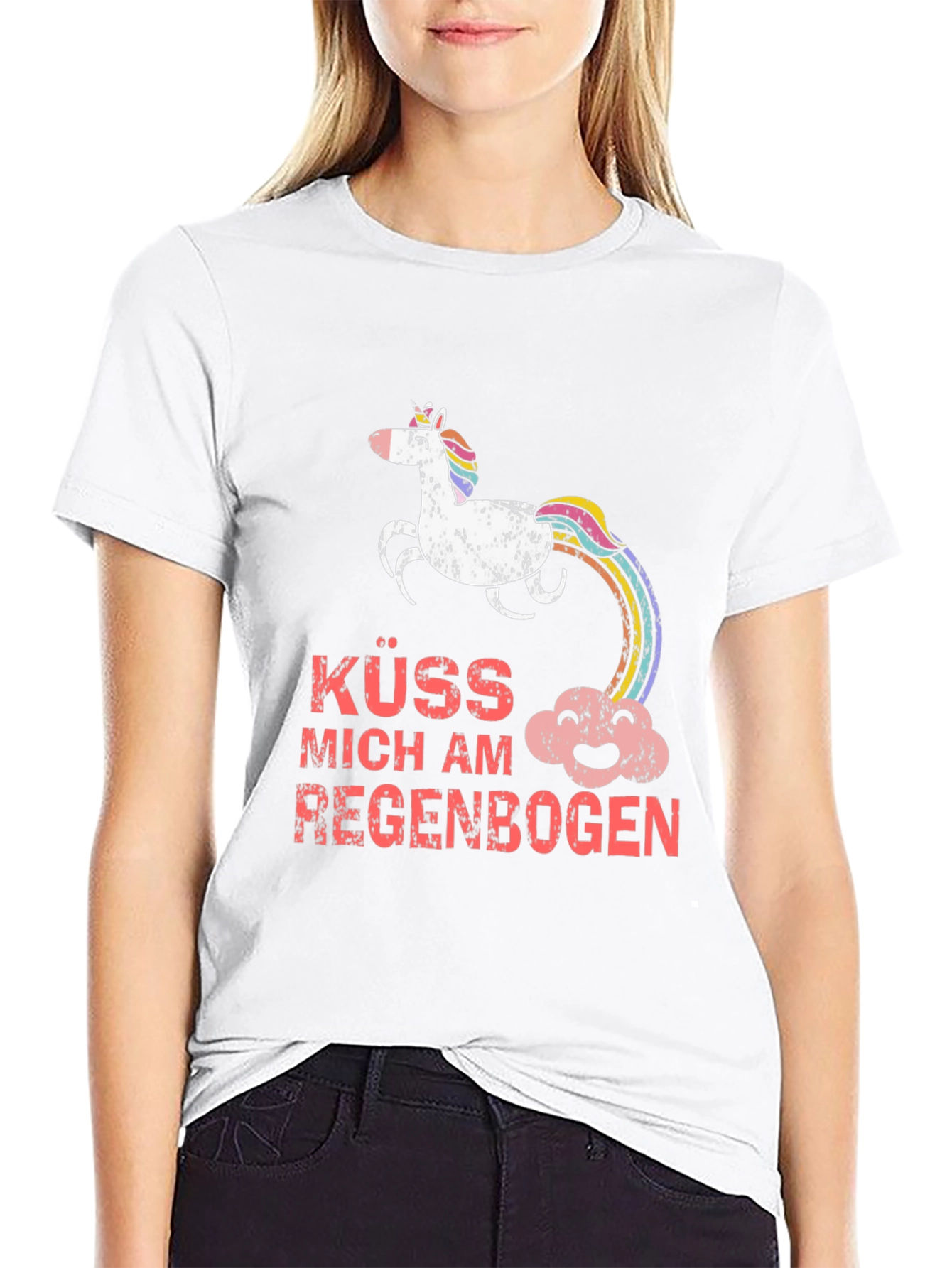 Kuss Mich Am Regenbogen Unicorn T-Shirt